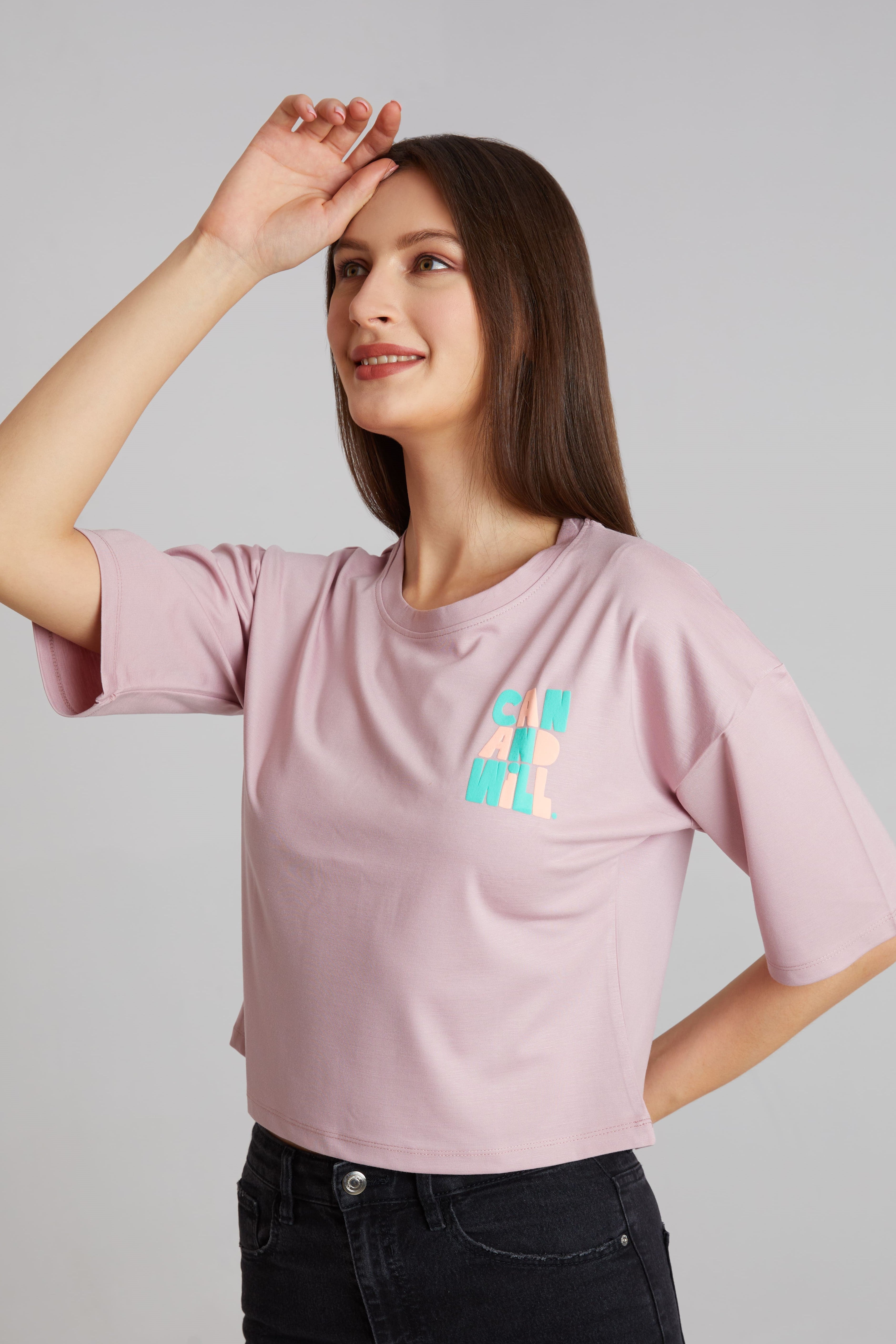 Dusty Pink Candy Chill Graphic Crop Tee