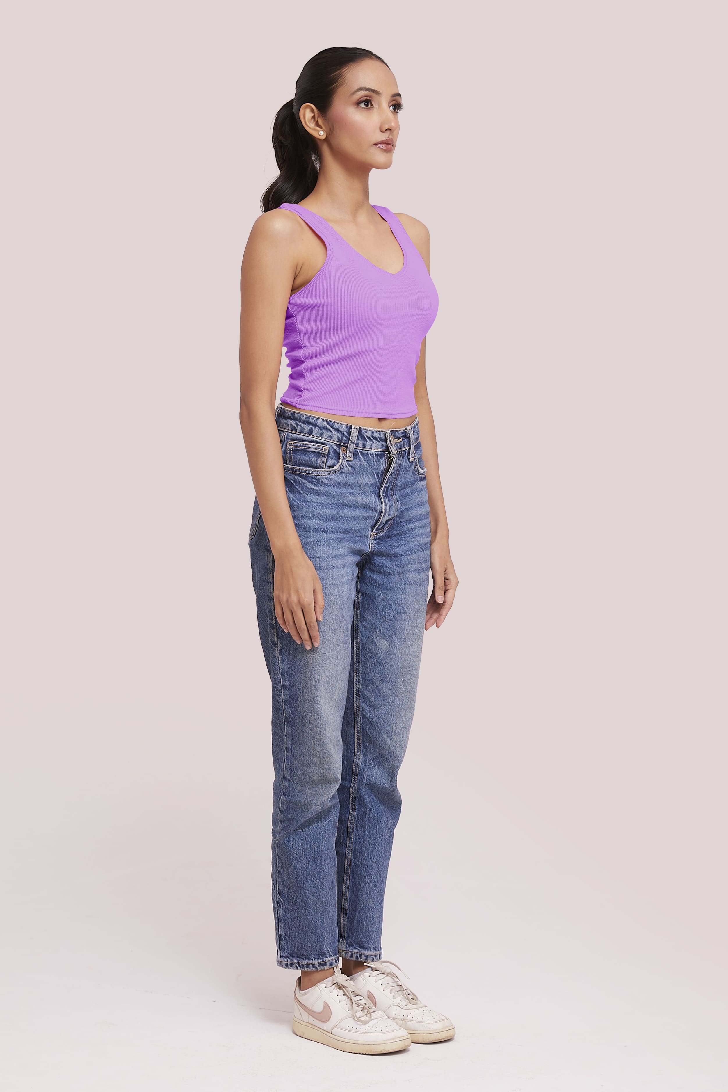 Black Ribbed Scoop Neck Sleeveless Crop Top