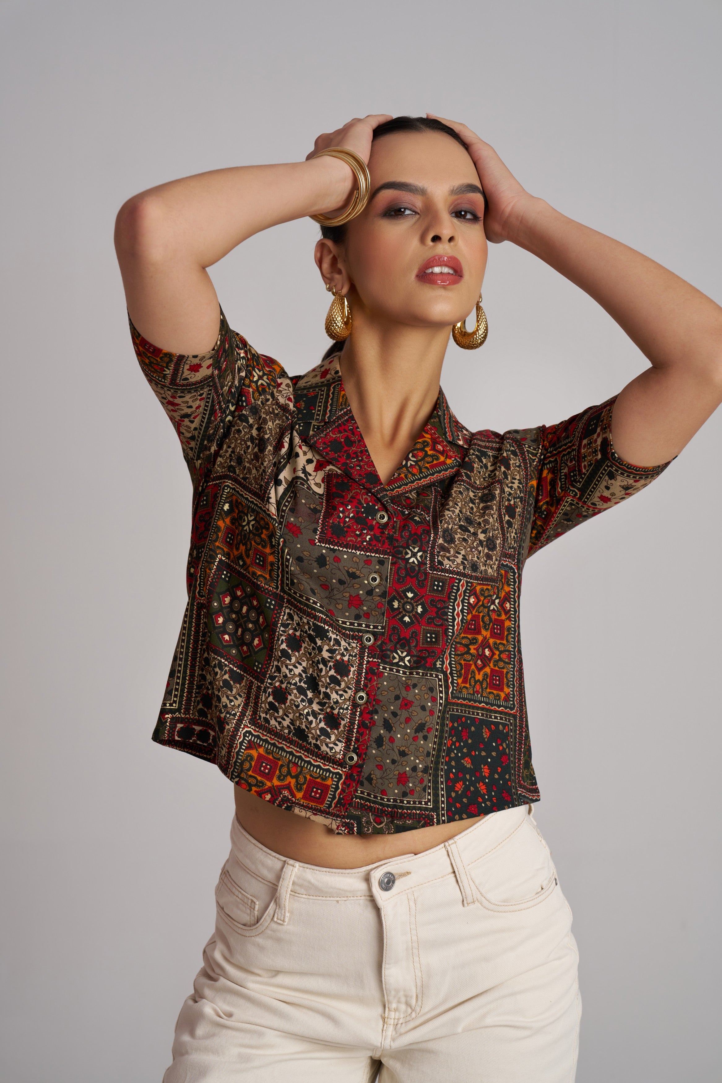 Crimson Mosaic Printed Shirt