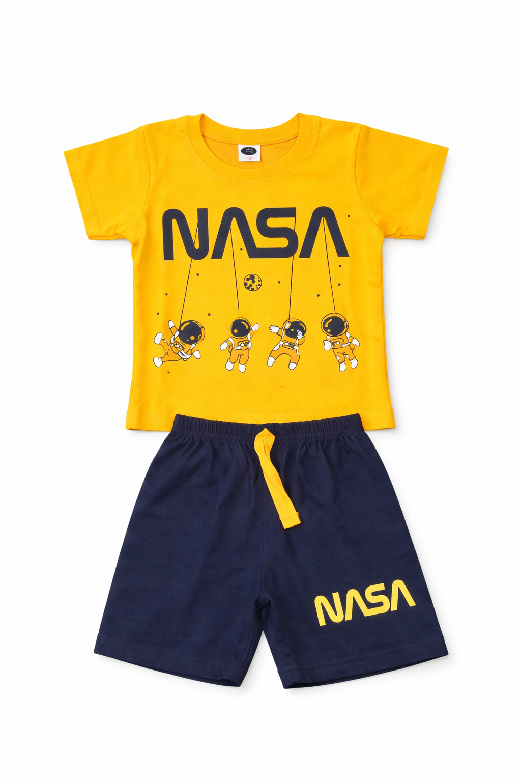 Boys Green NASA Printed T-Shirt with Navy Shorts Co-ord Set