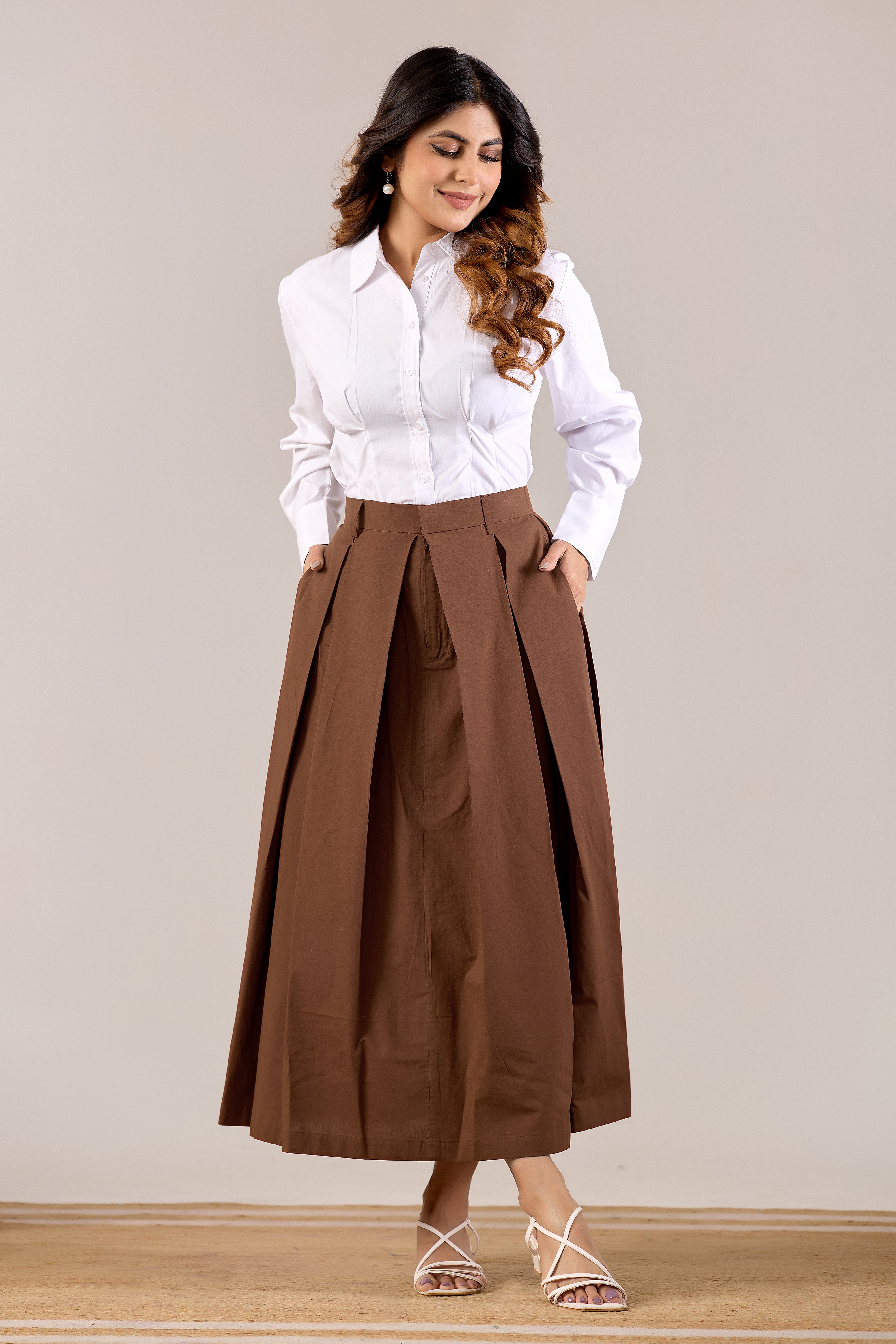 Cocoa Charm Pleated Skirt