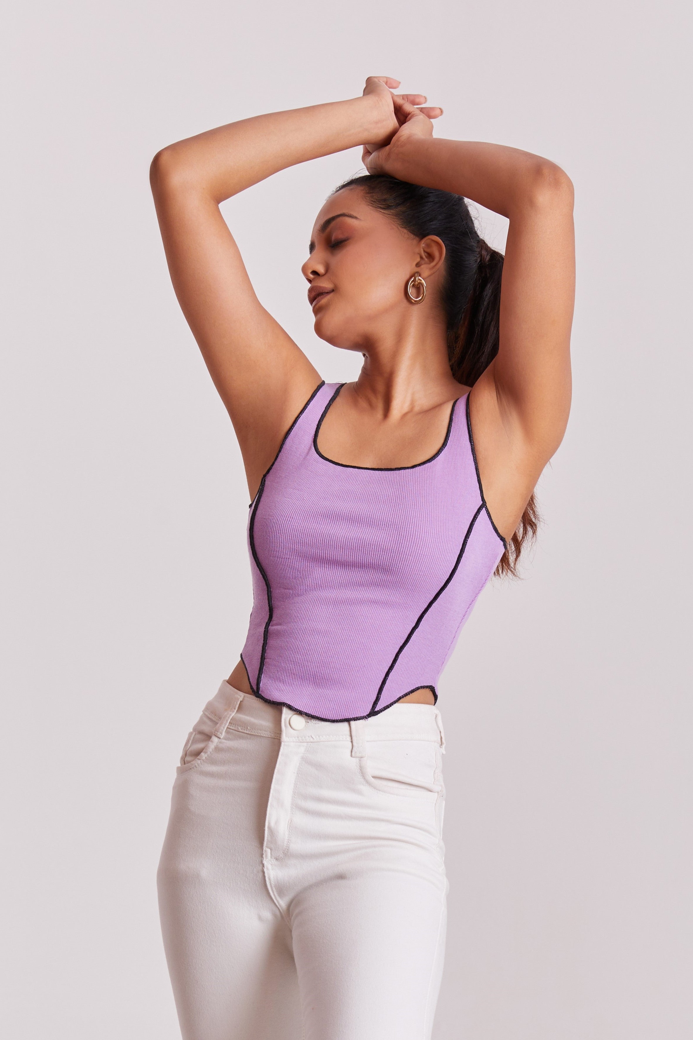 Lavender Contrast Stitch Tank Top