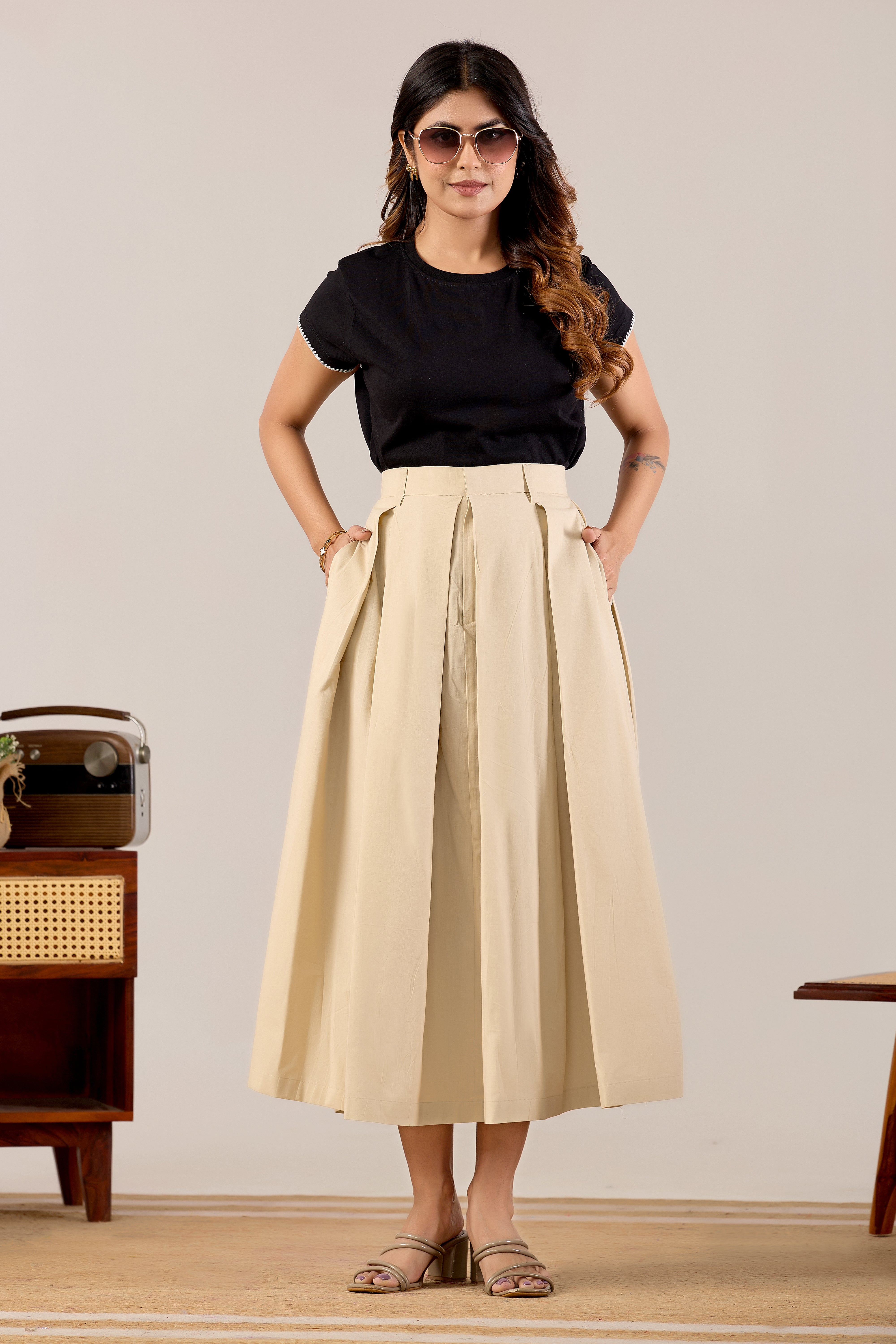 Cocoa Charm Pleated Skirt