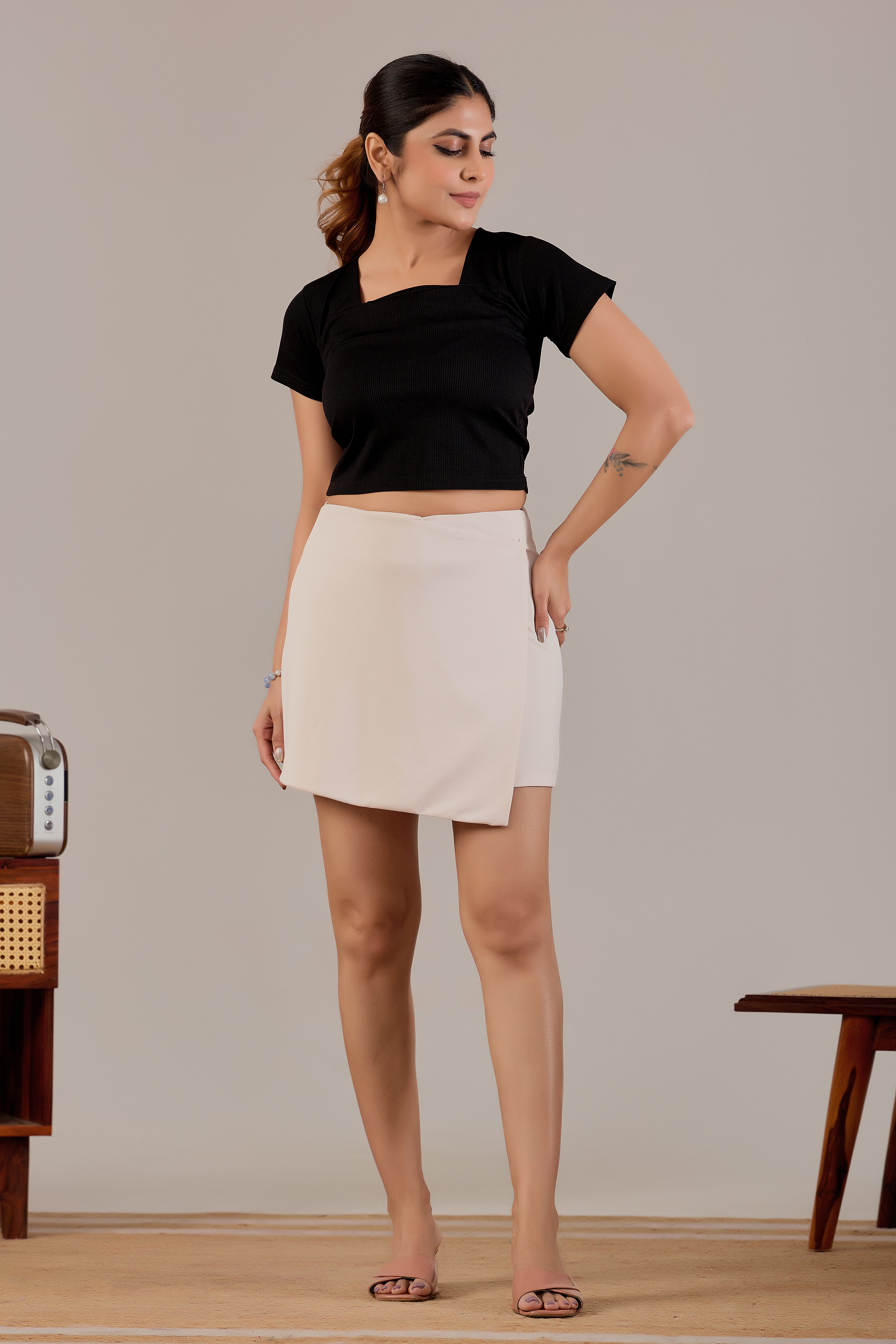 Bold Fuchsia Wrap Mini Skirt