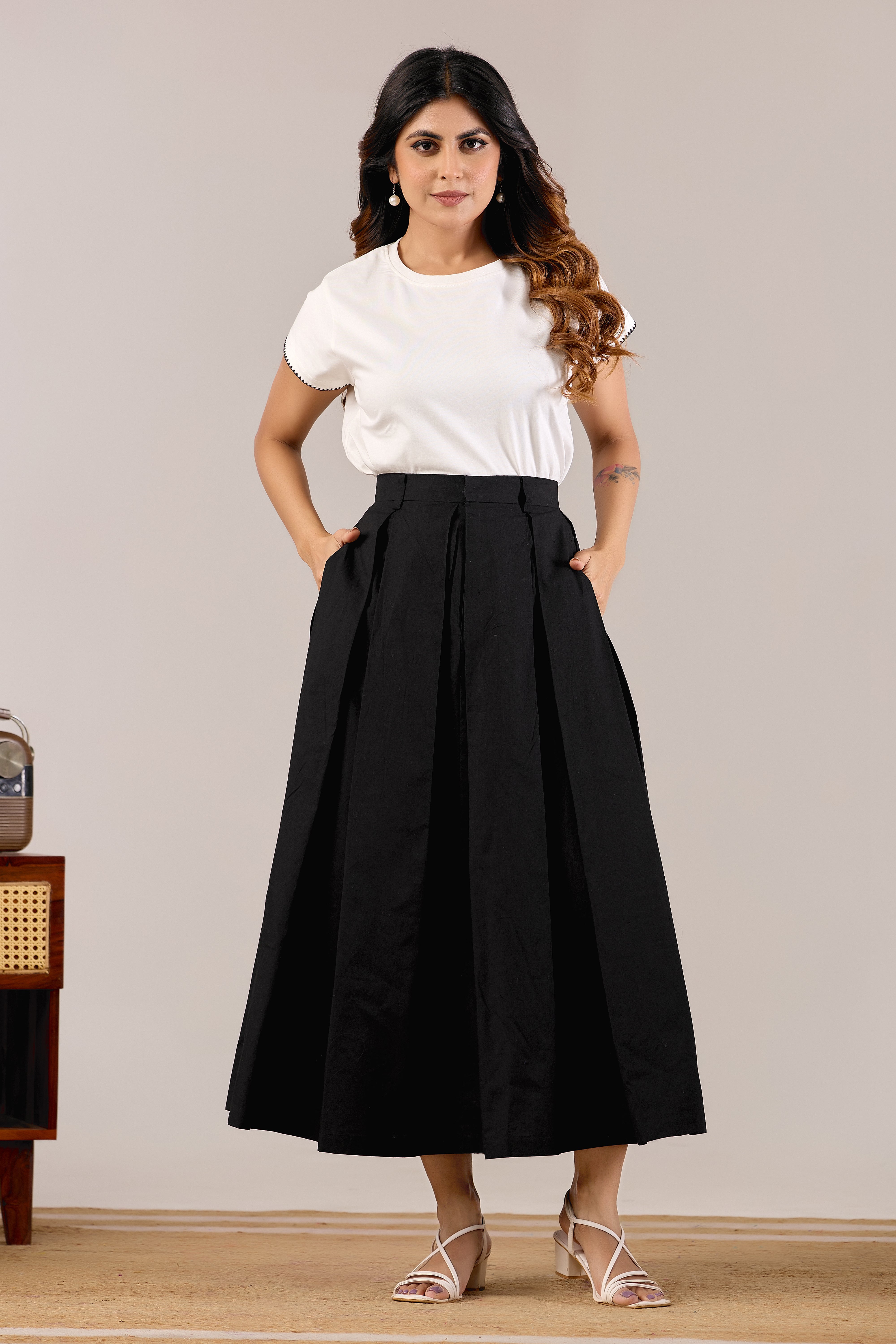 Midnight Grace Pleated Skirt