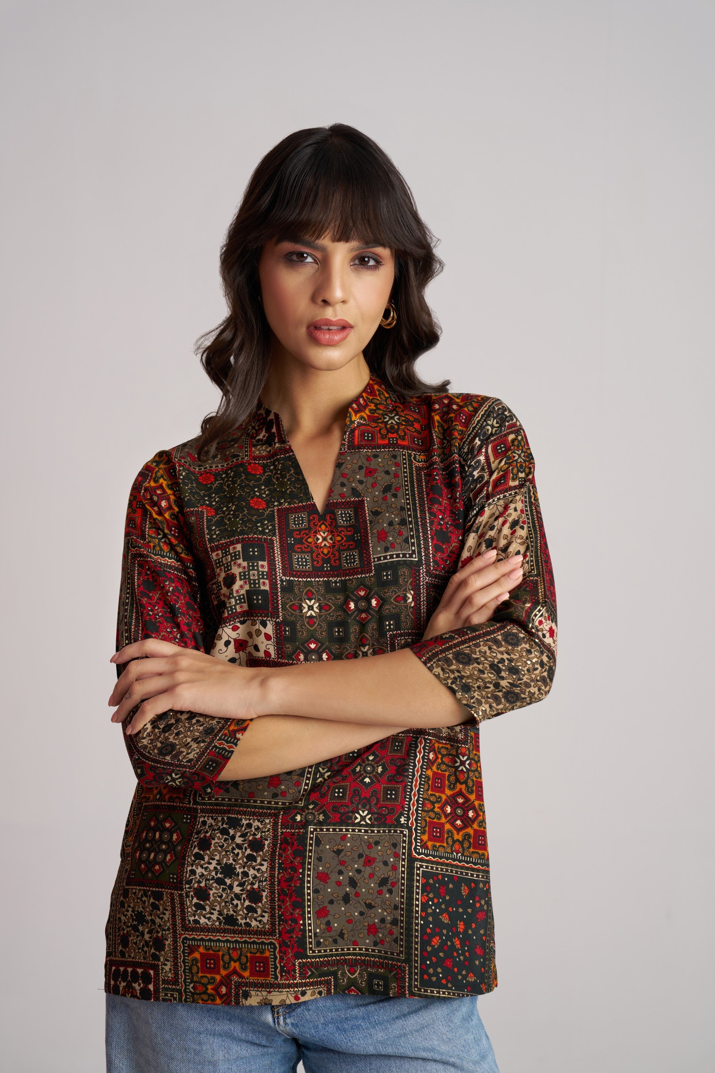 Forest Mosaic Printed Top