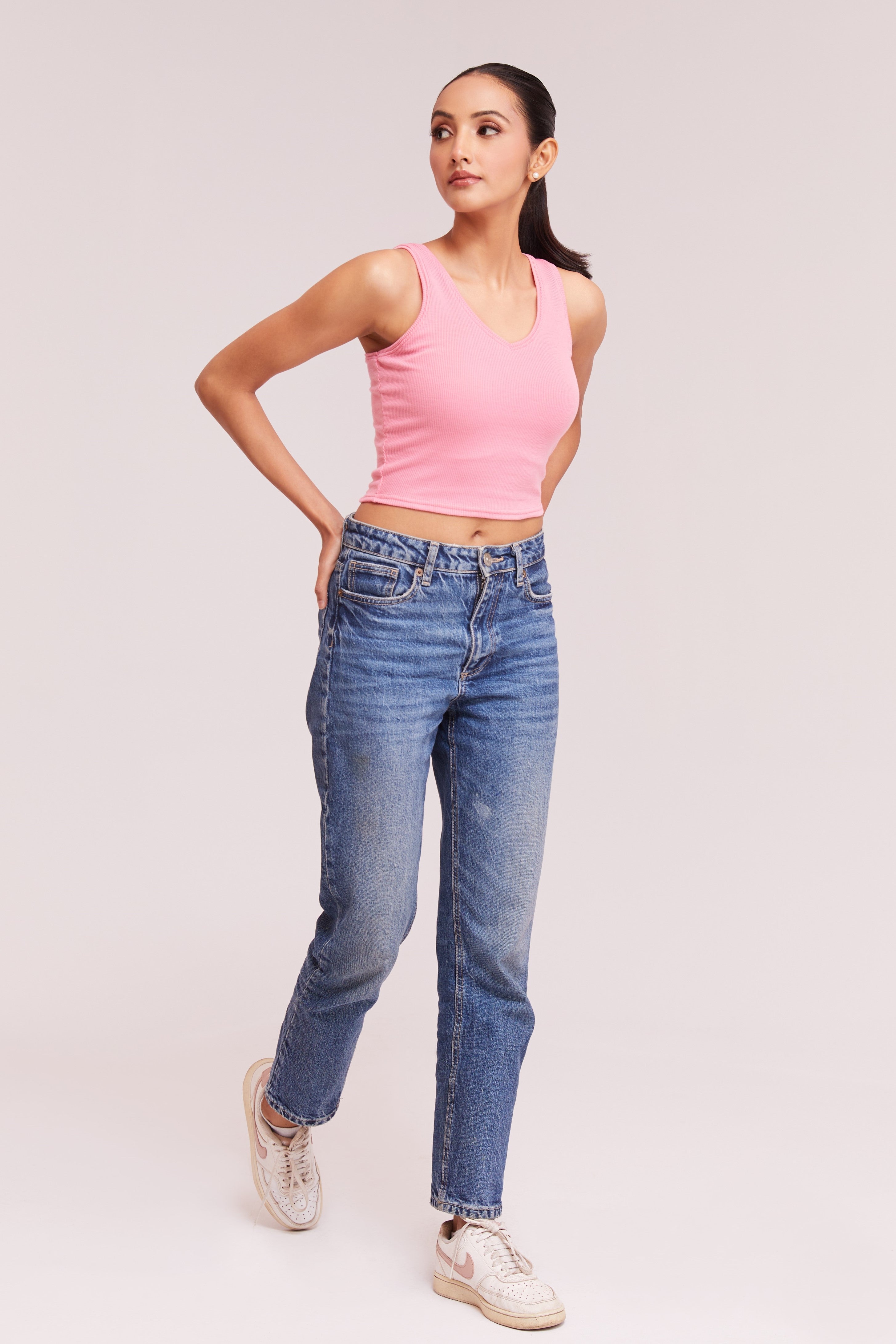 Black Ribbed Scoop Neck Sleeveless Crop Top