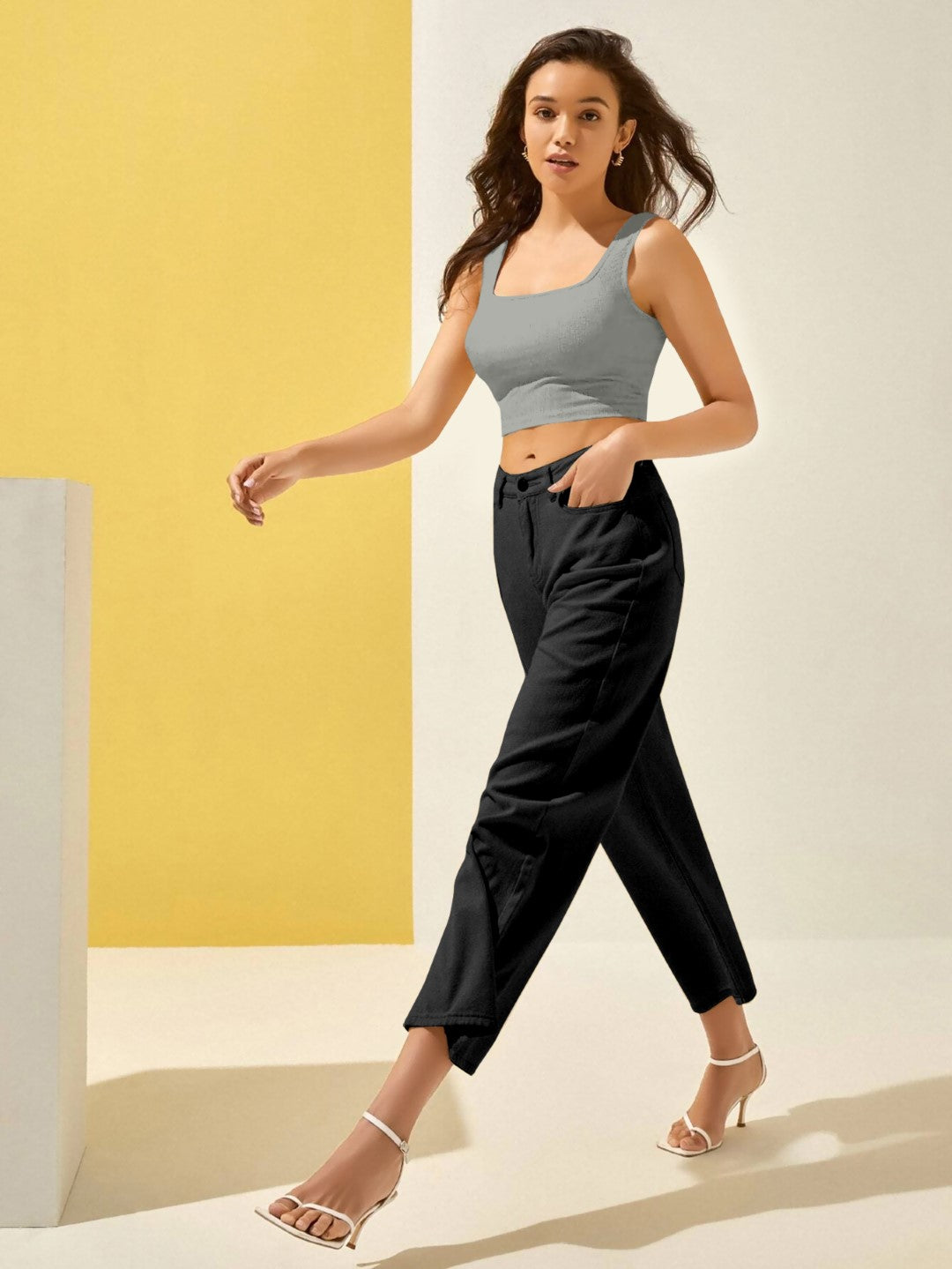 Forest Green Ribbed Crop Tank