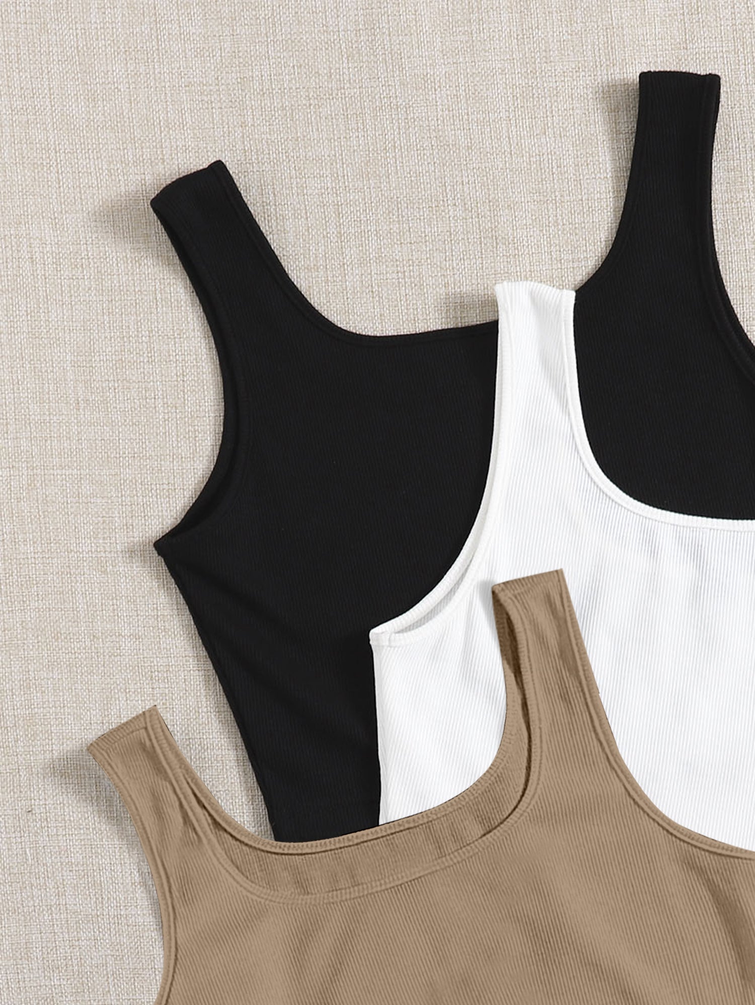 Women’s Ribbed Square Neck Crop Tank Top