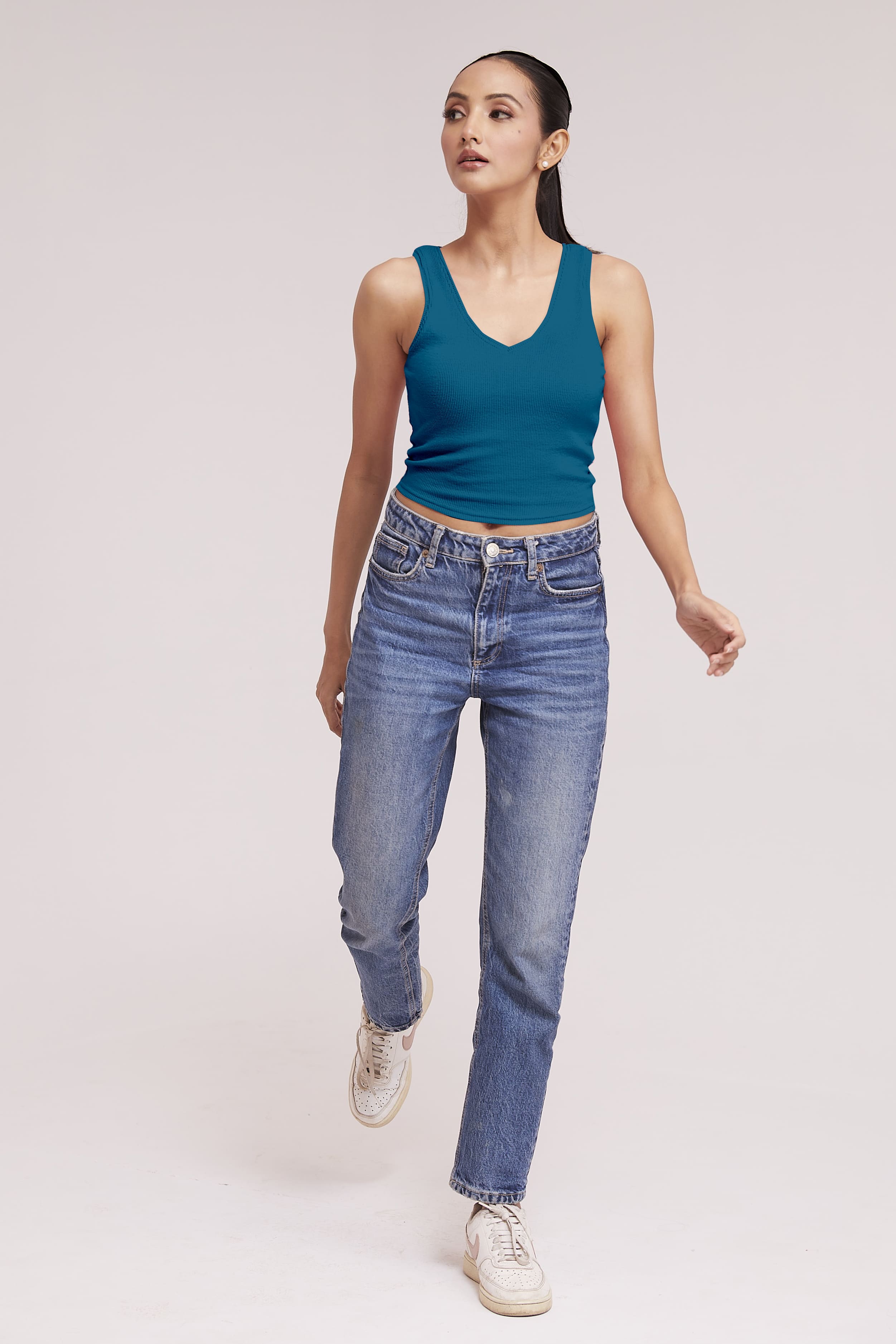 Black Ribbed Scoop Neck Sleeveless Crop Top