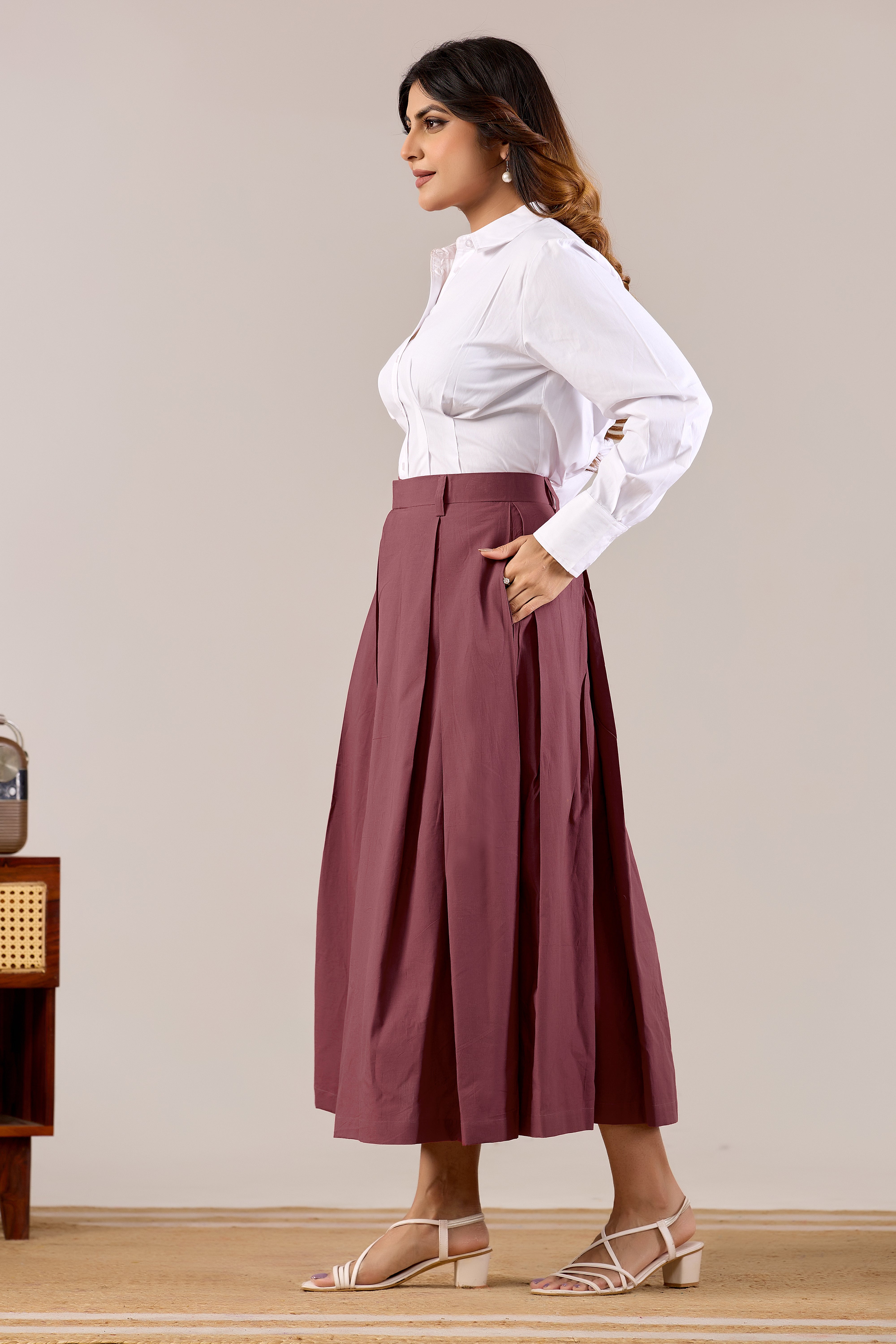 Vintage Rose Pleated Skirt