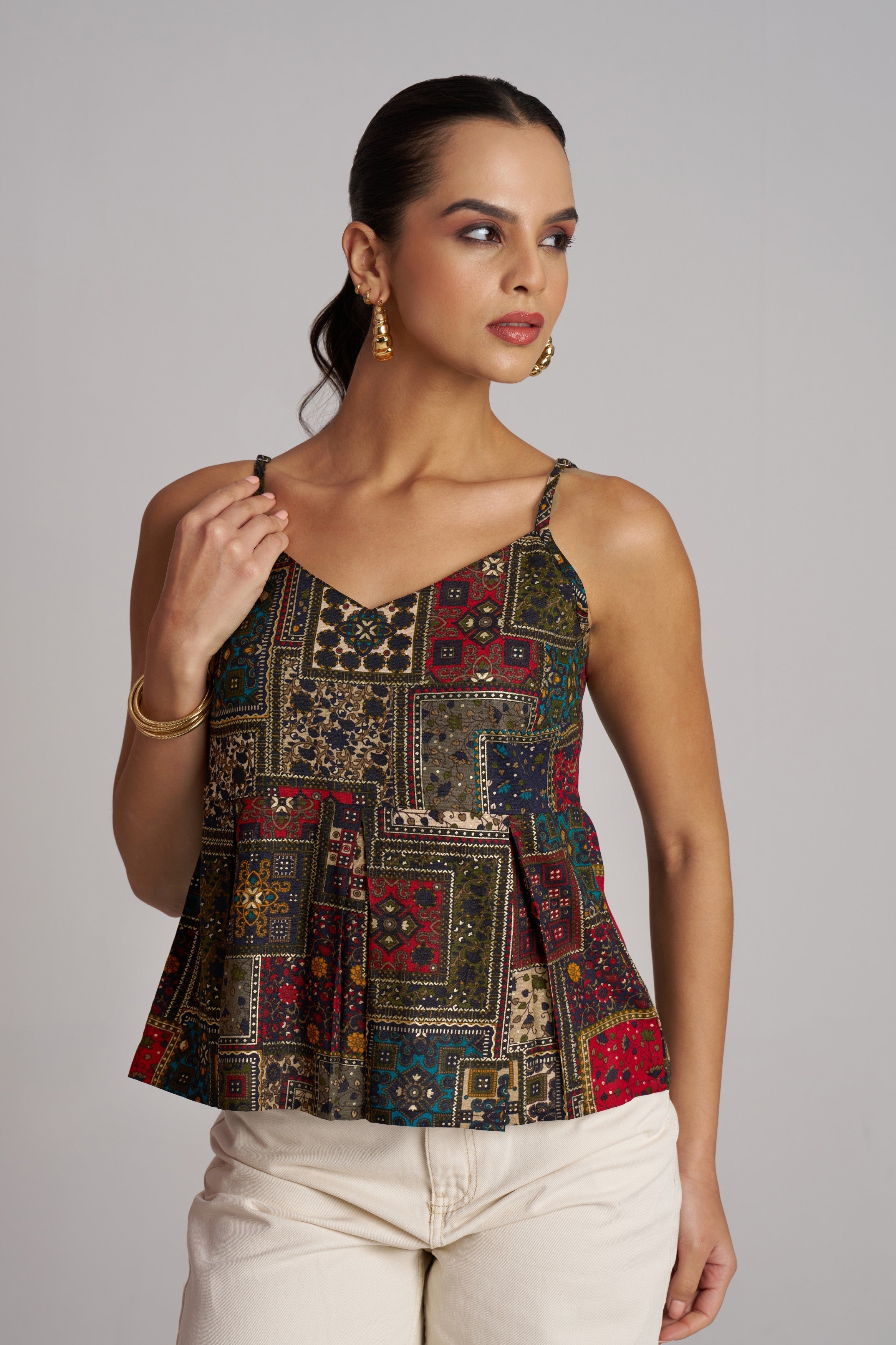 Olive Artisan Flare Camisole