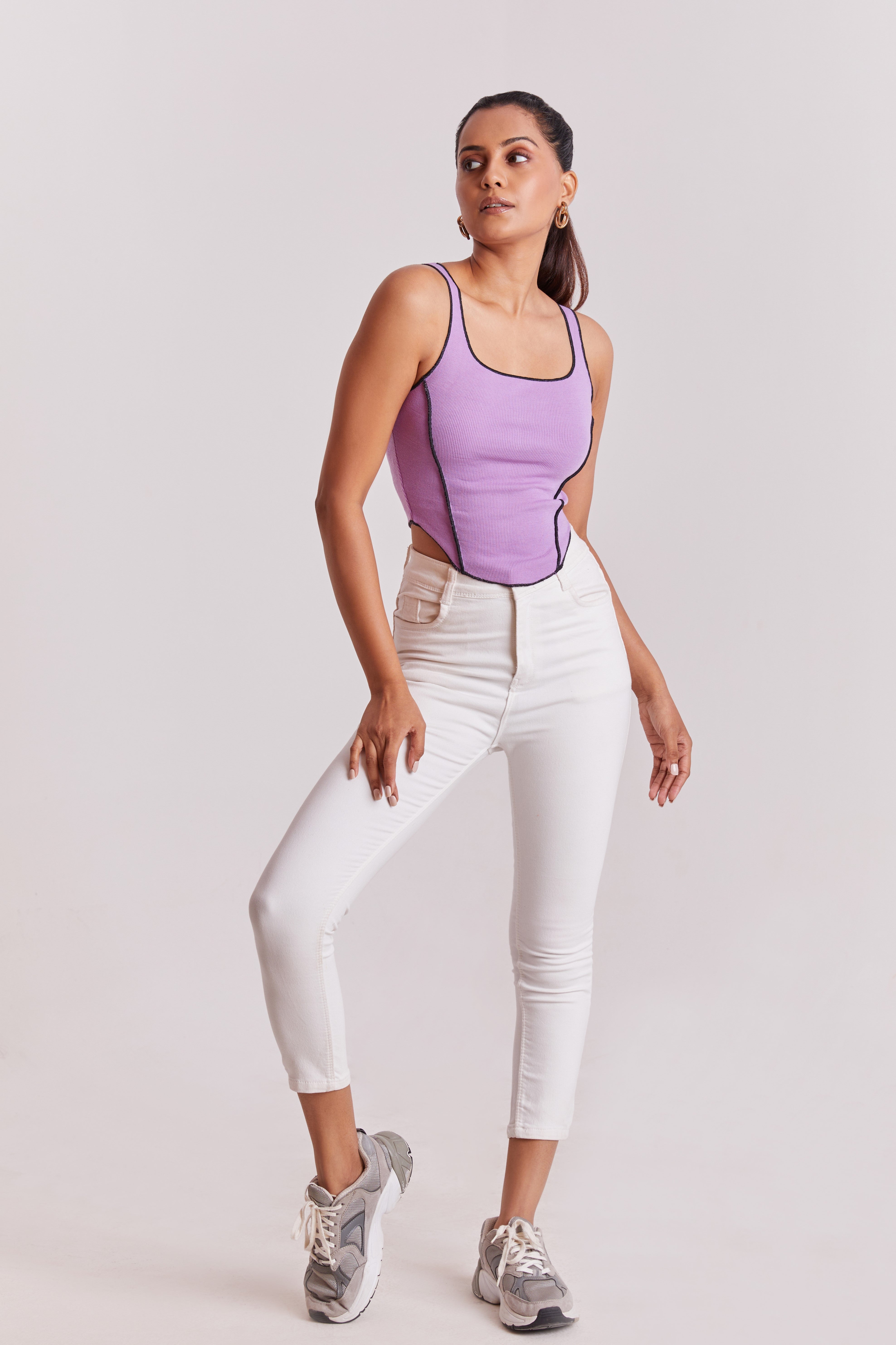 Lavender Contrast Stitch Tank Top