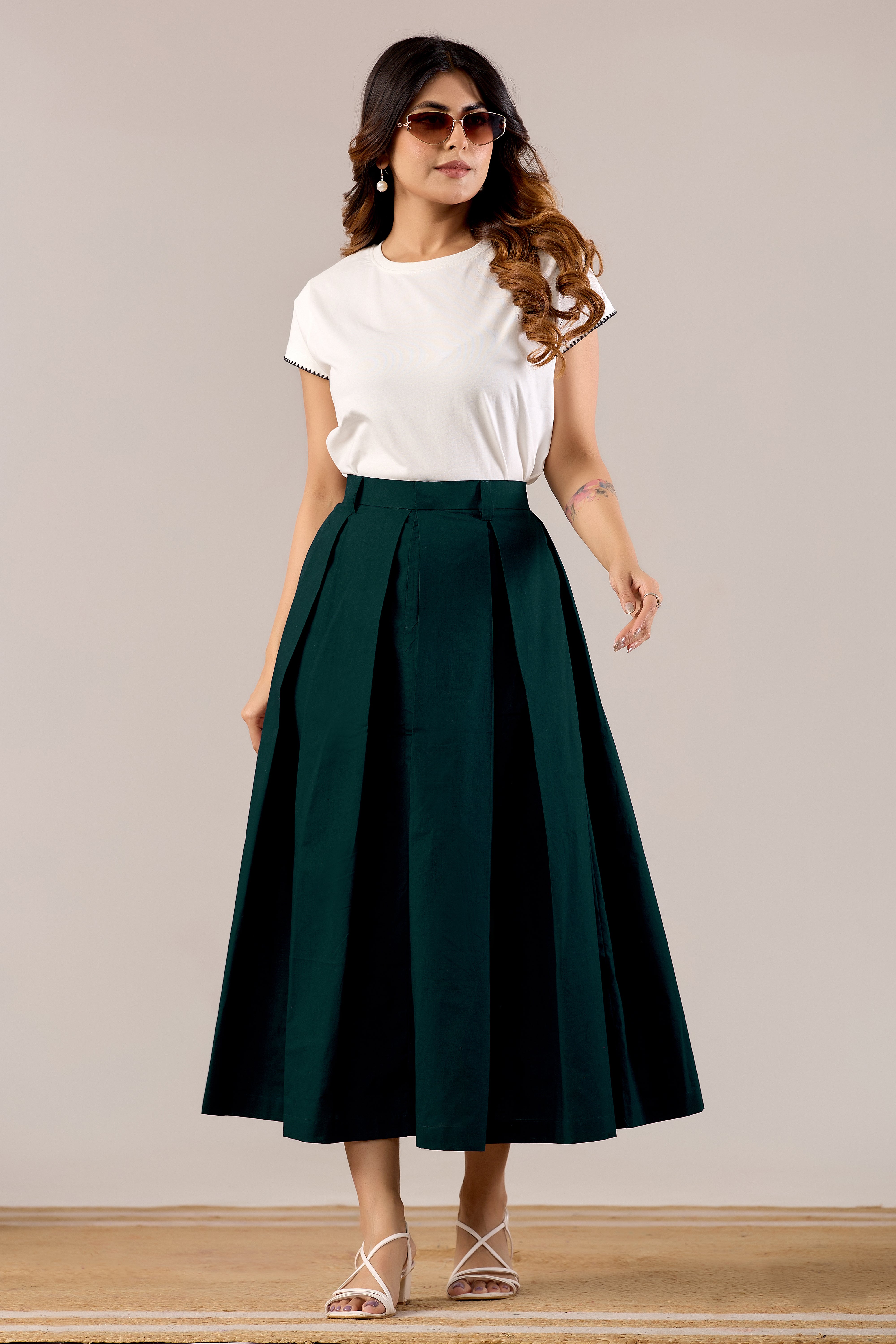 Cocoa Charm Pleated Skirt