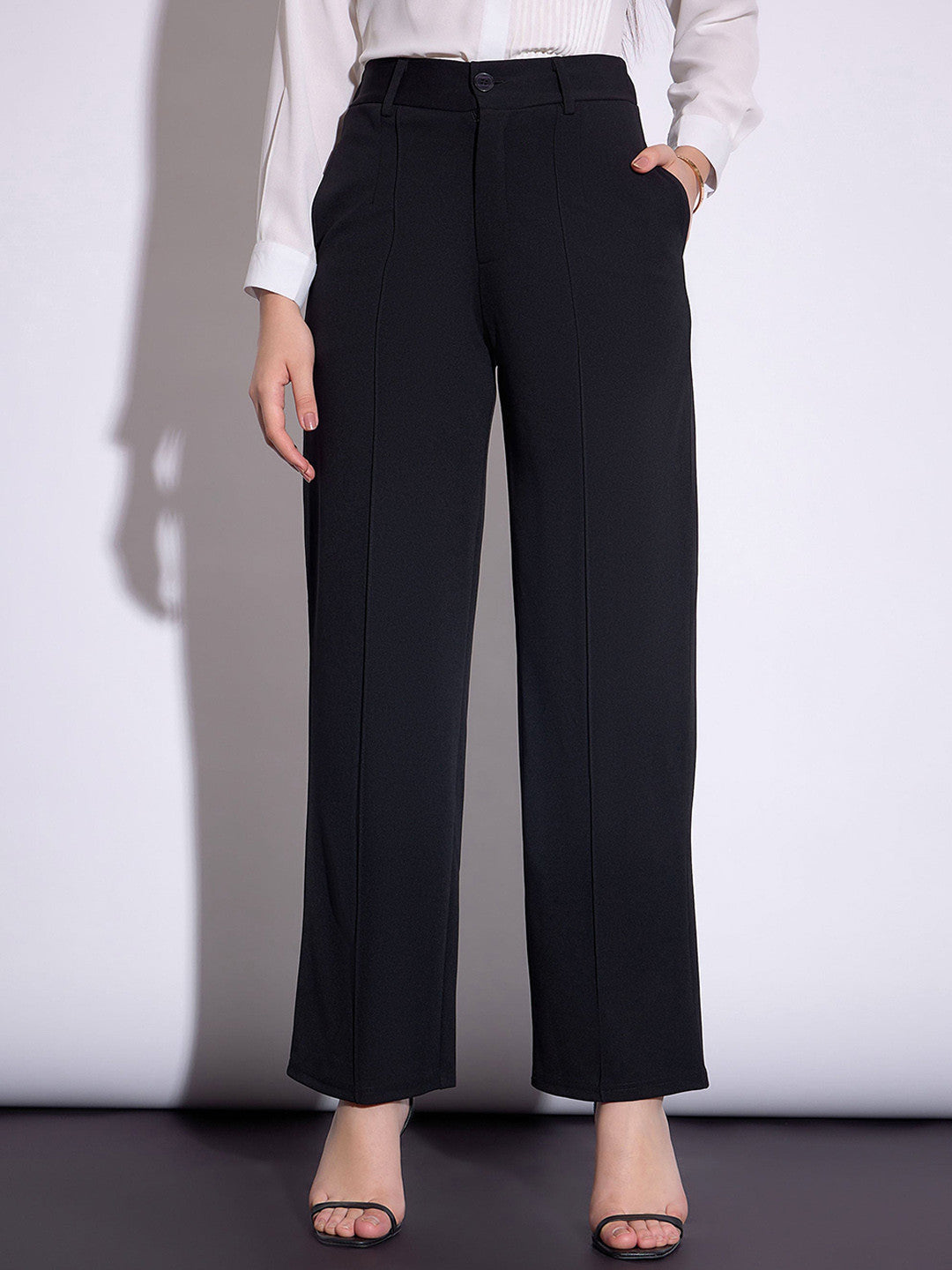 Chic Beige Tailored Wide-Leg Formal Pants for Women