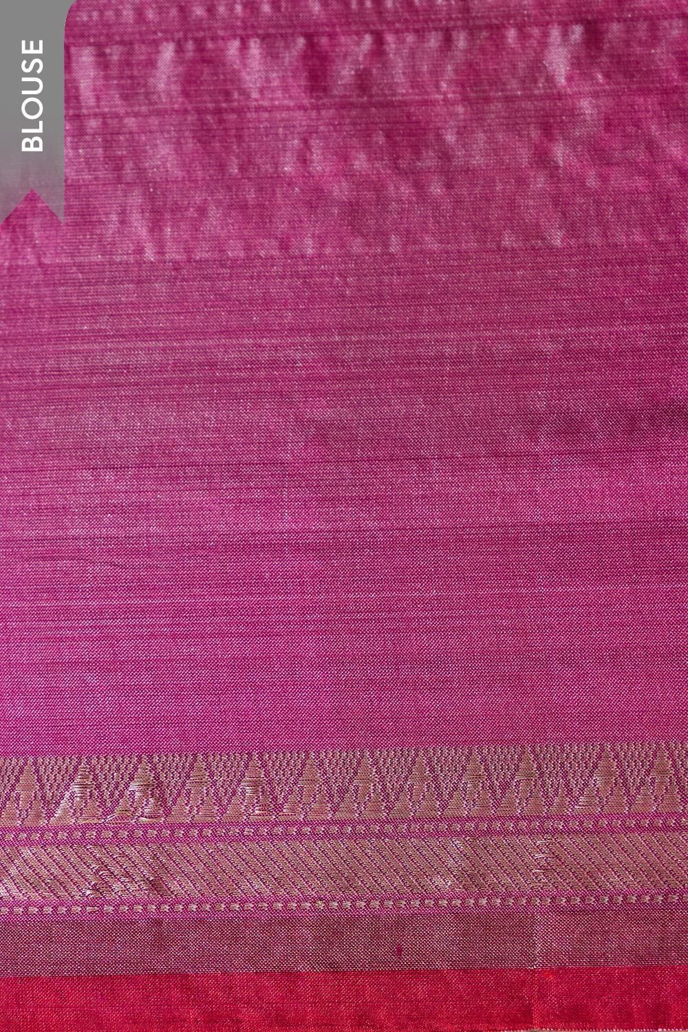 Royal Purple Silk Saree with Contrast Pink Zari Border
