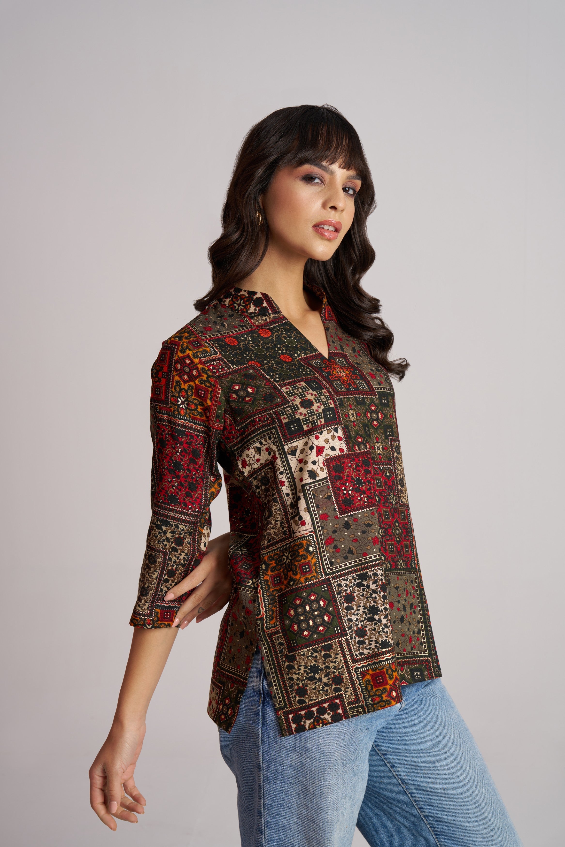 Forest Mosaic Printed Top