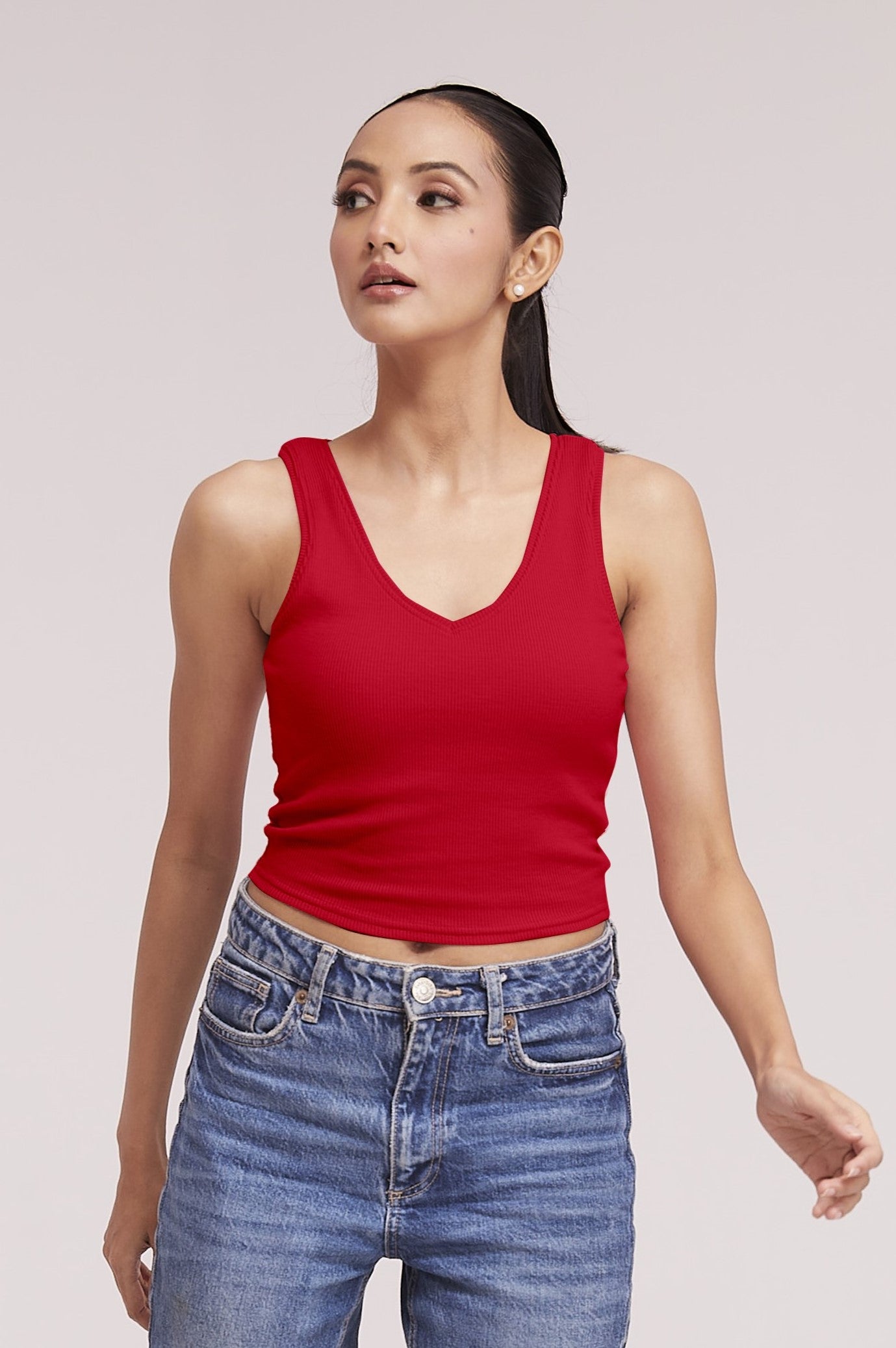 Black Ribbed Scoop Neck Sleeveless Crop Top