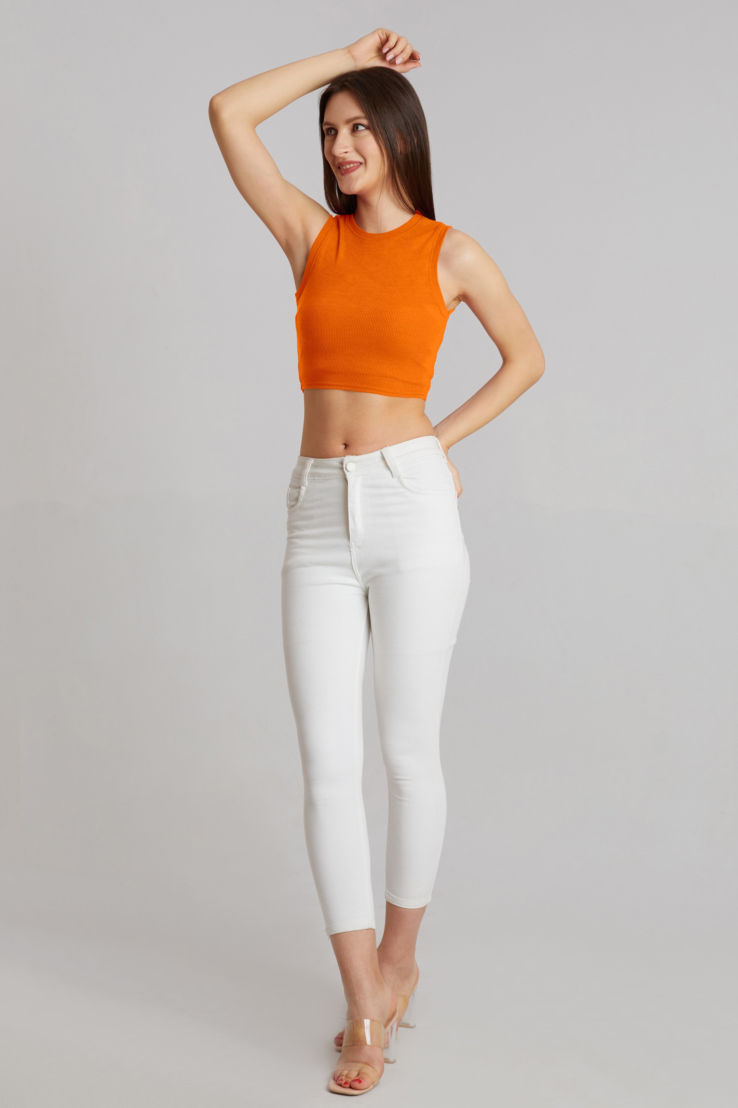 Bold Hot Pink Ribbed Sleeveless Crop Top