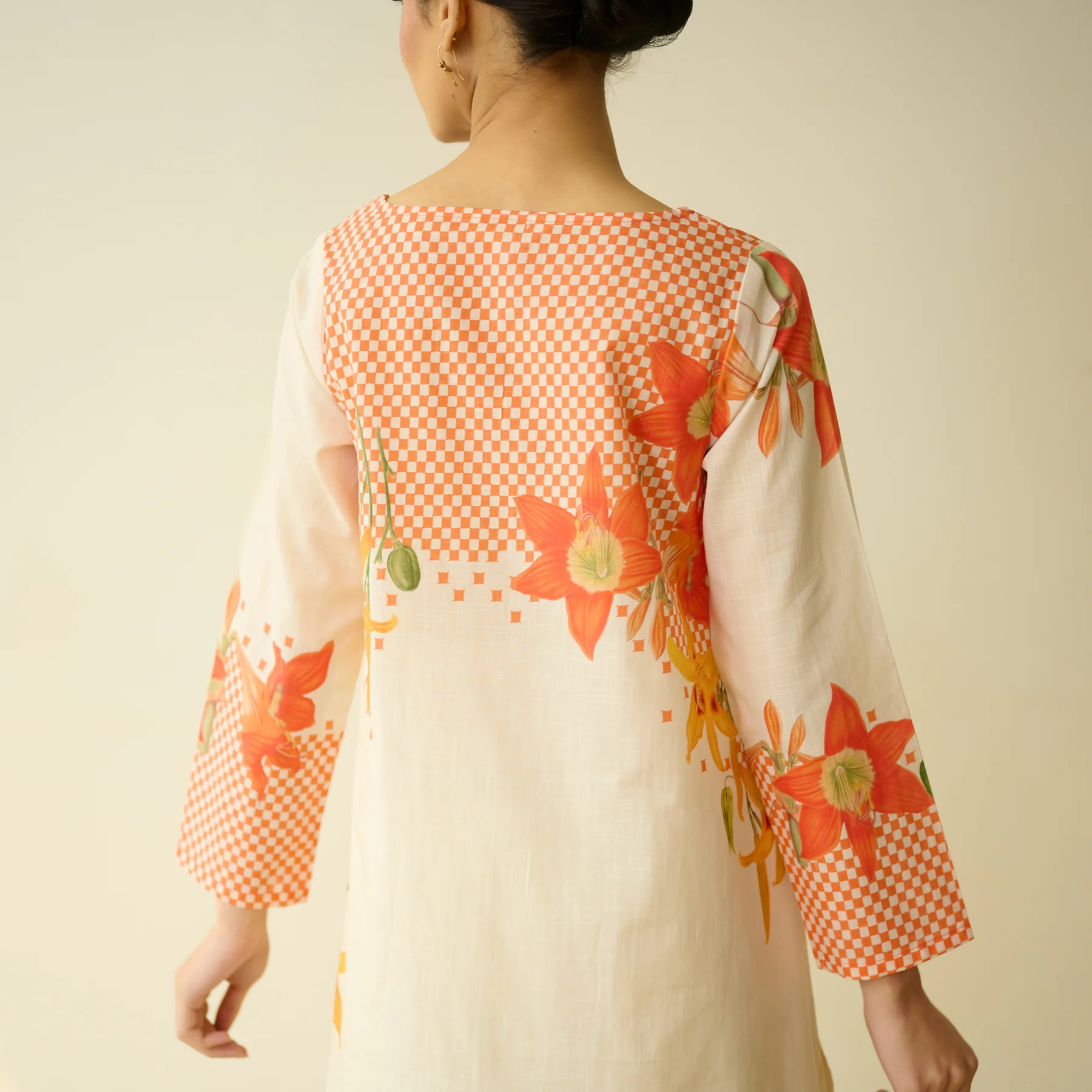 Cream Floral Printed Kurta & Palazzo Set