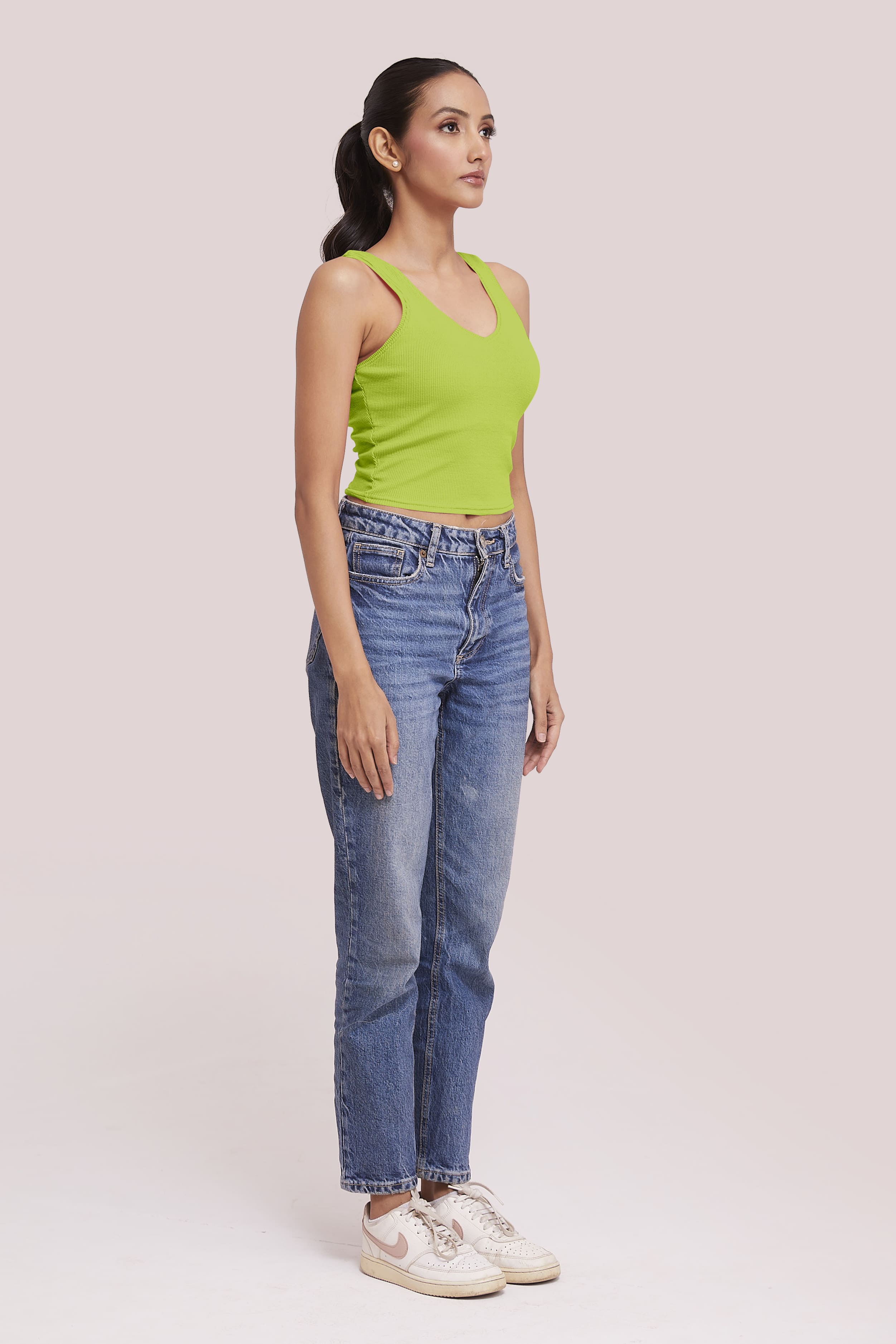 Black Ribbed Scoop Neck Sleeveless Crop Top