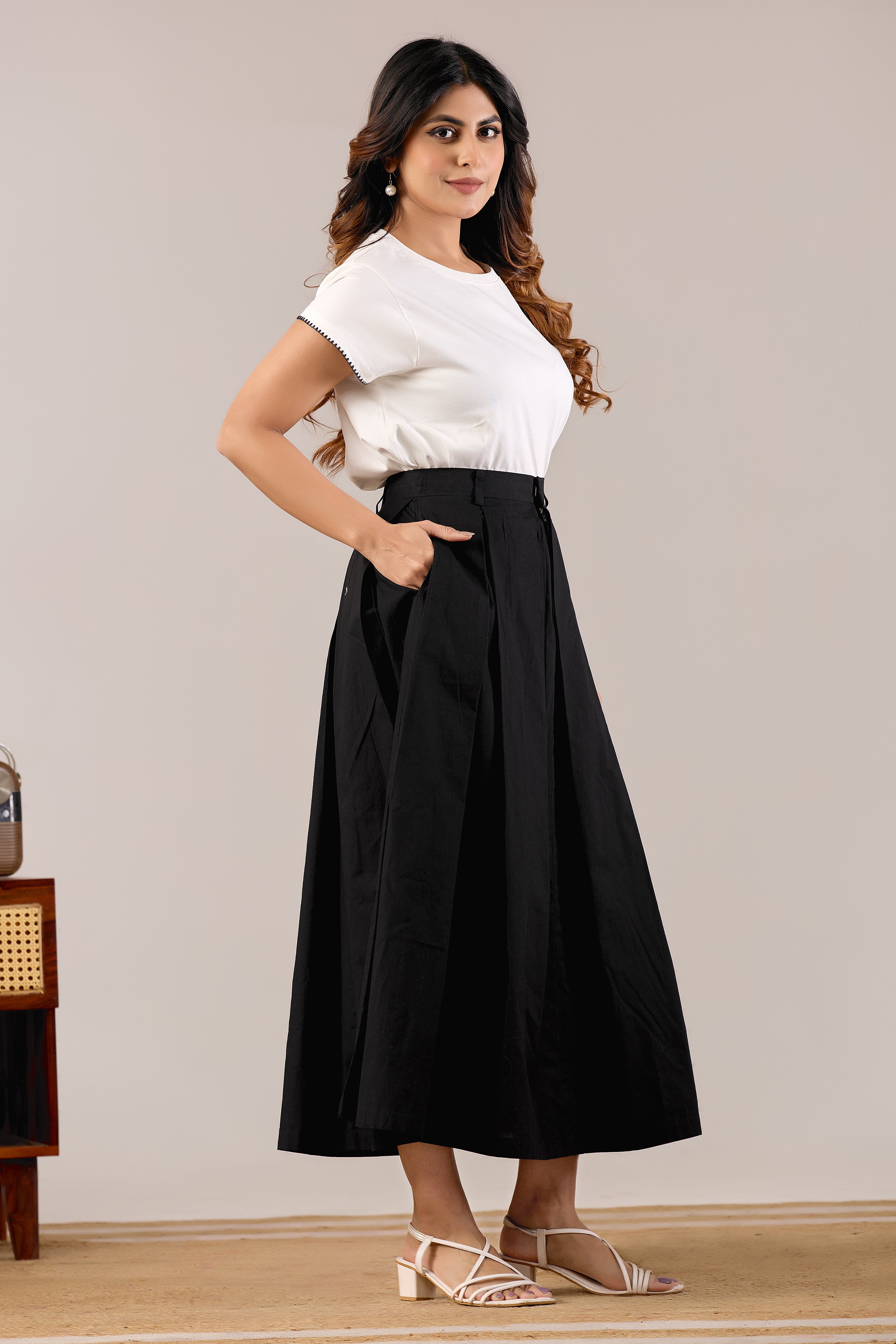 Emerald Aura Pleated Skirt