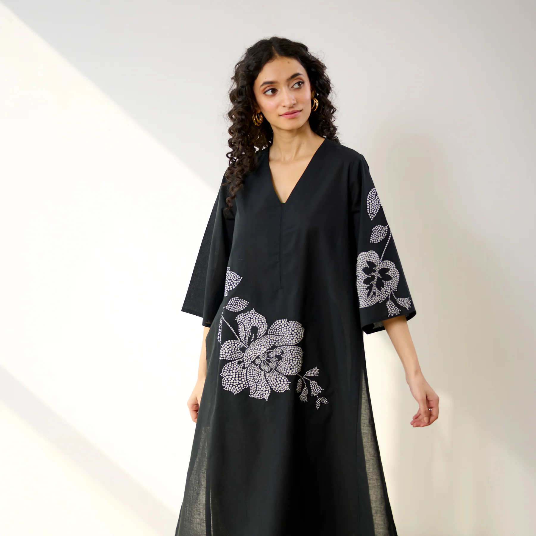 Black Floral Printed Kurta with Palazzo