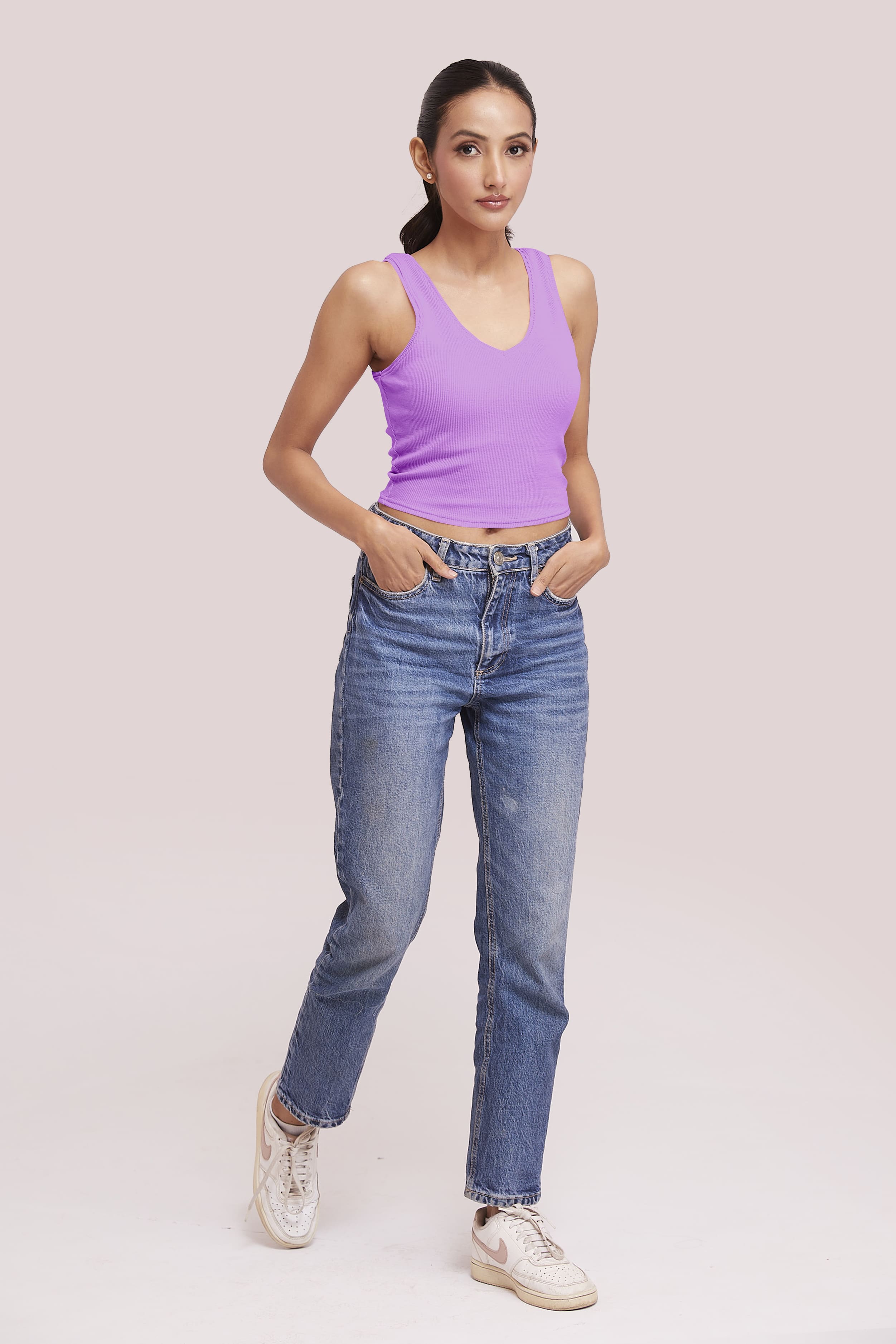 Black Ribbed Scoop Neck Sleeveless Crop Top