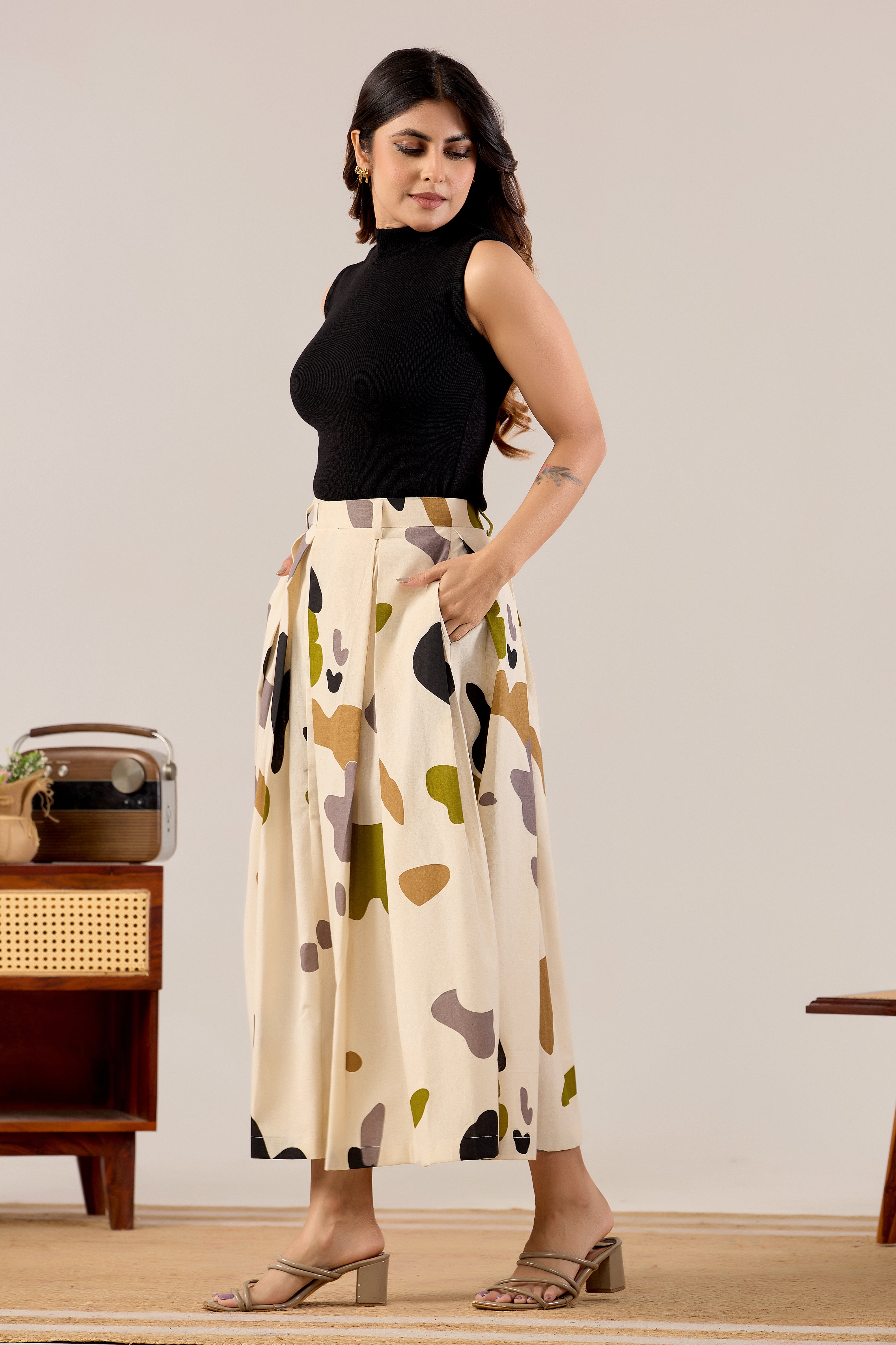 Pebble Pop Printed Midi Skirt