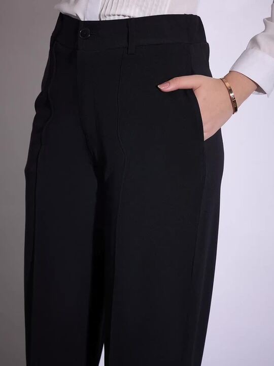 Chic Beige Tailored Wide-Leg Formal Pants for Women