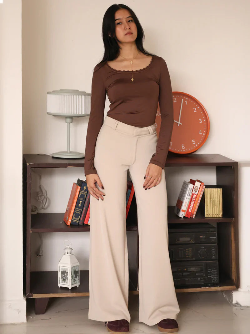 Elegant High-Waist Black Wide Leg Trousers