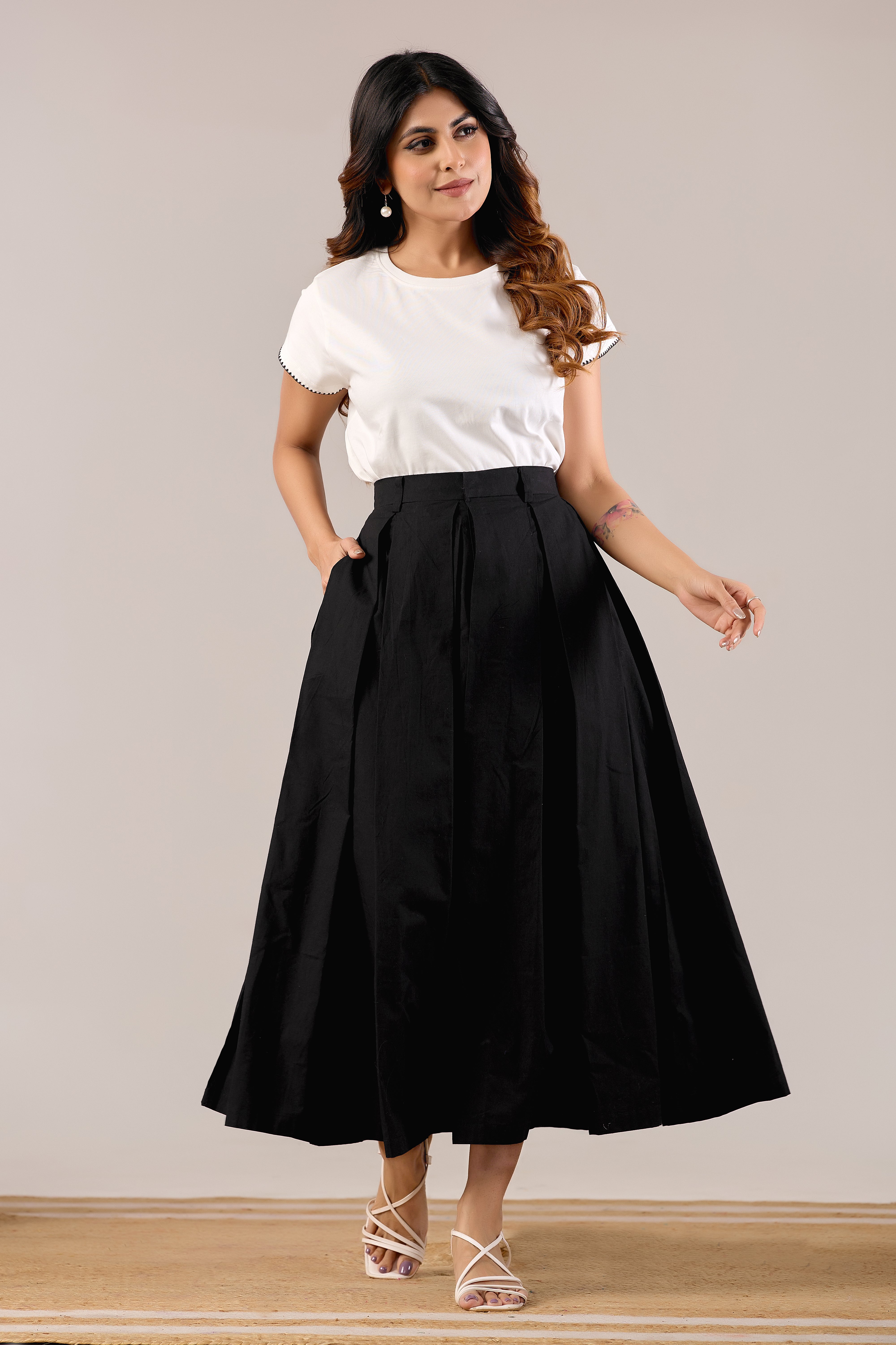 Emerald Aura Pleated Skirt