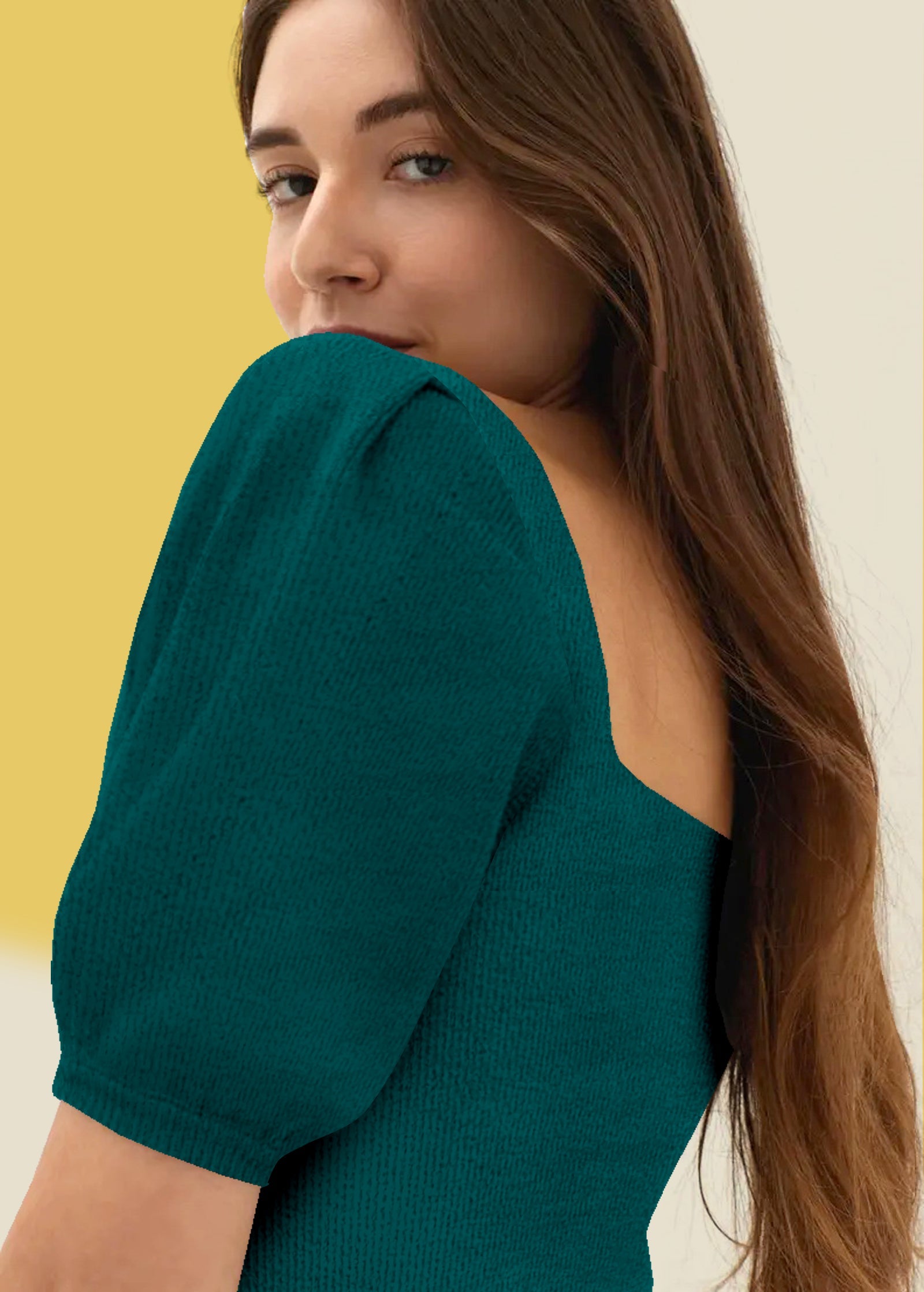Emerald Green Square Neck Knit Top