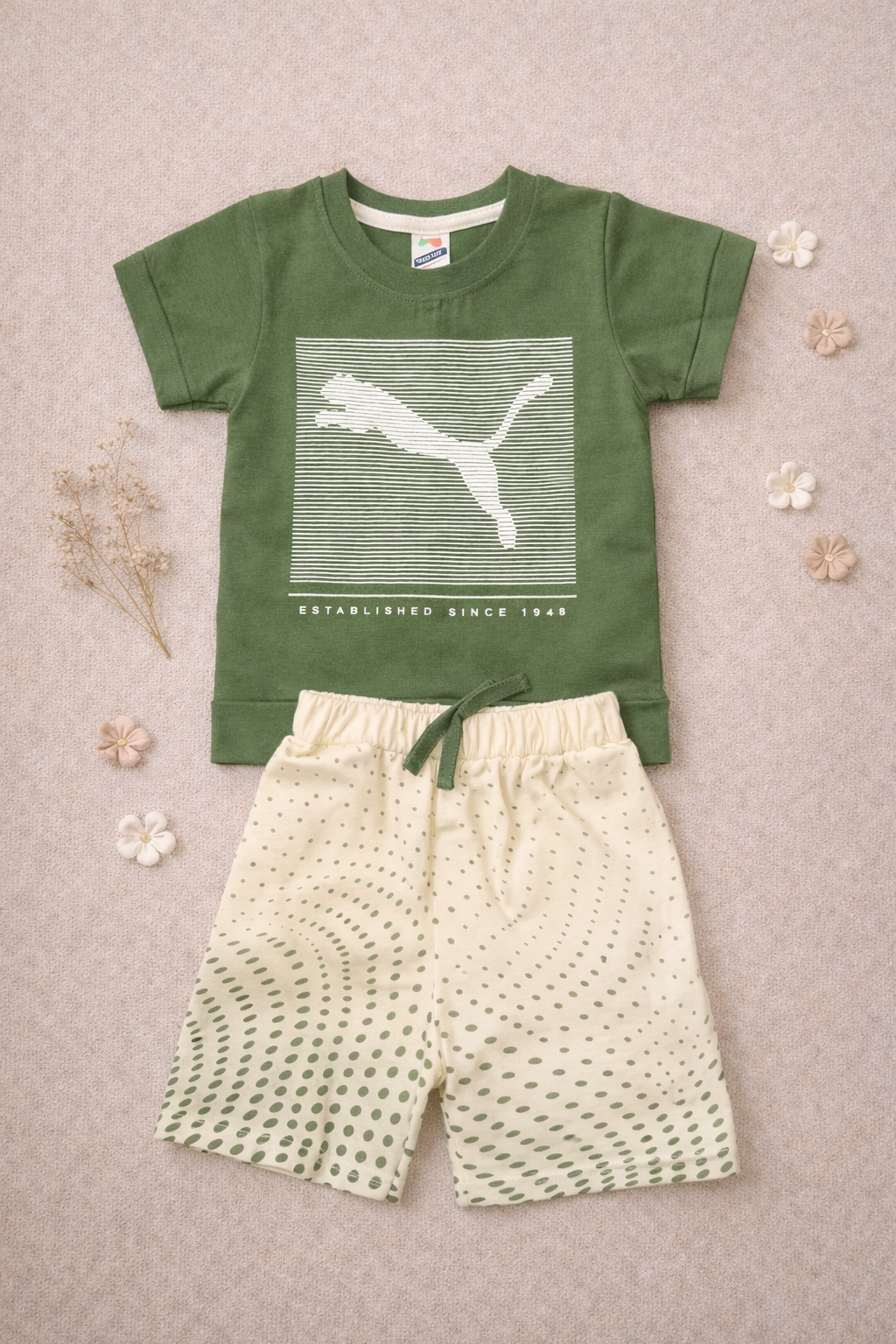 Blue Graphic T-Shirt with Printed Shorts Set