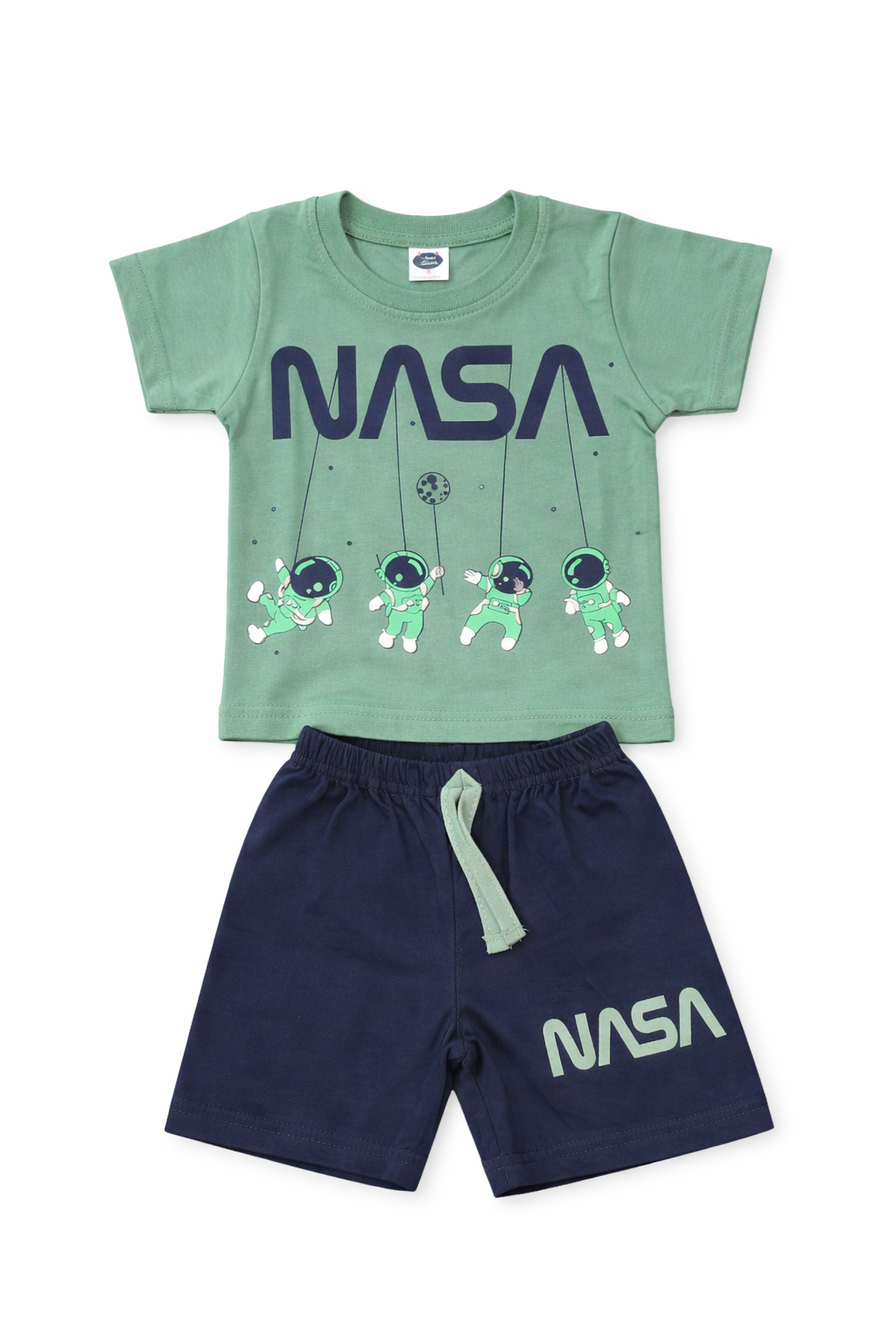 Boys Orange NASA Printed T-Shirt with Navy Shorts Co-ord Set