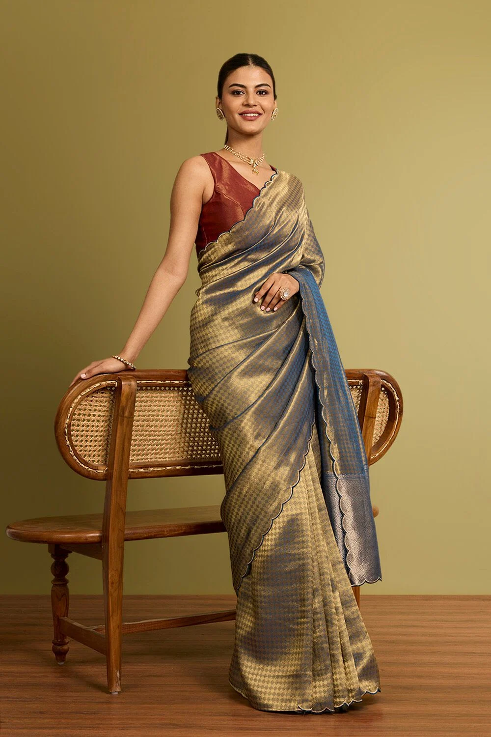 Aqua Green Silk Saree with Subtle Weave