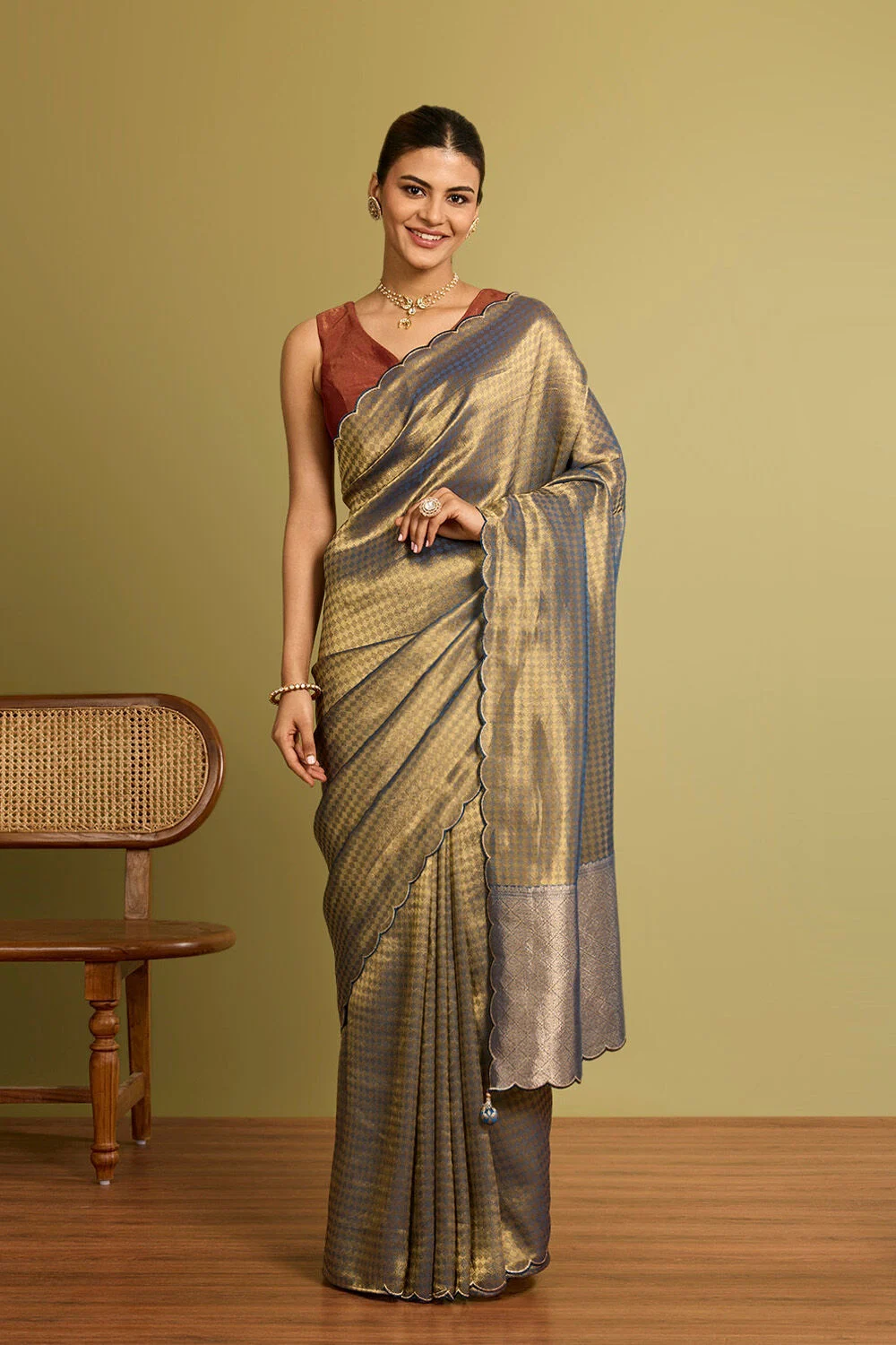 Aqua Green Silk Saree with Subtle Weave