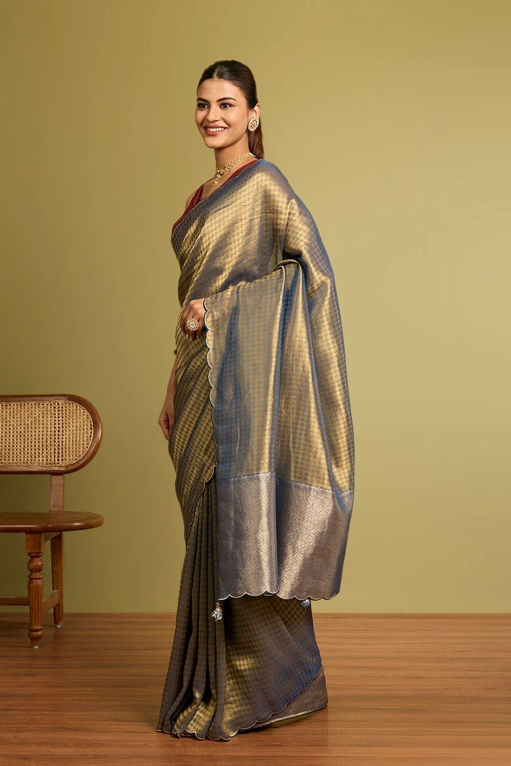 Aqua Green Silk Saree with Subtle Weave