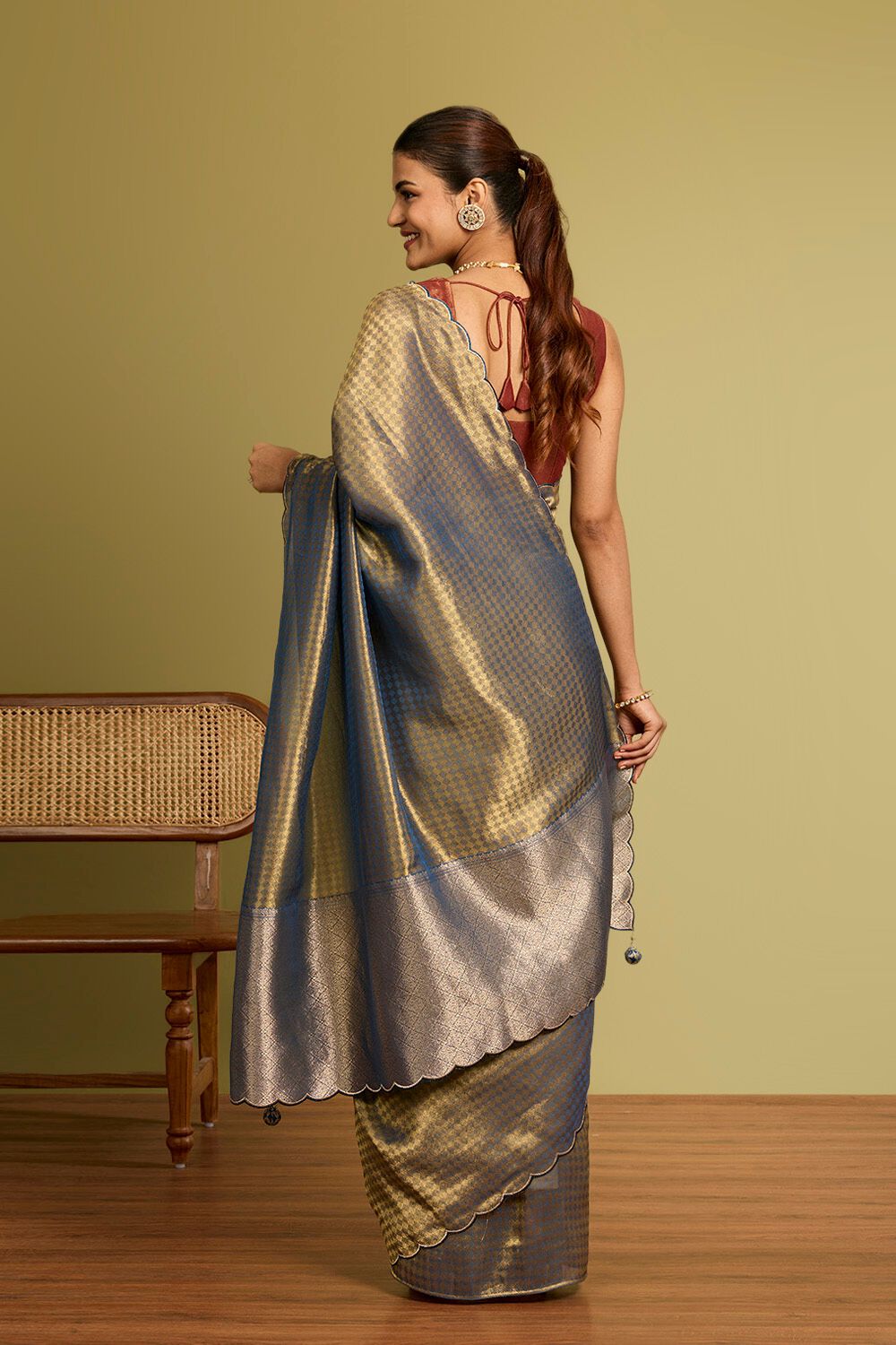 Aqua Green Silk Saree with Subtle Weave