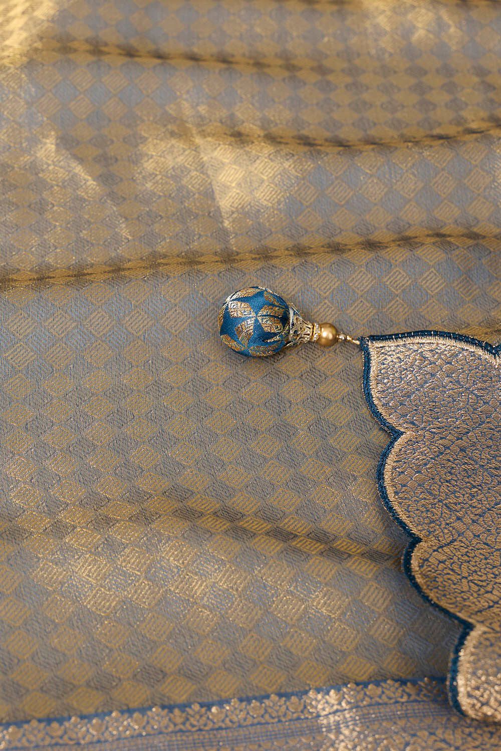Aqua Green Silk Saree with Subtle Weave